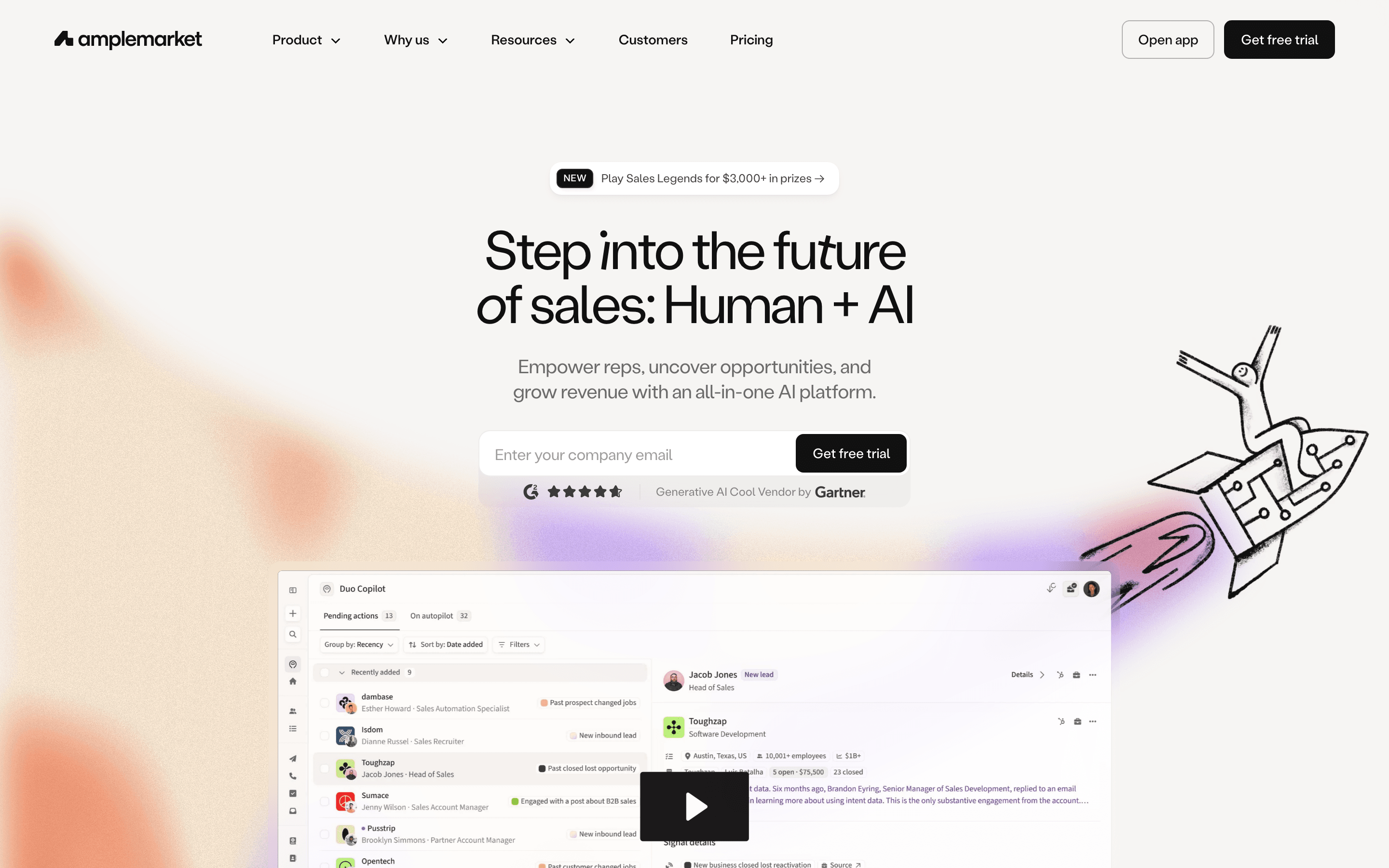 Amplemarket homepage