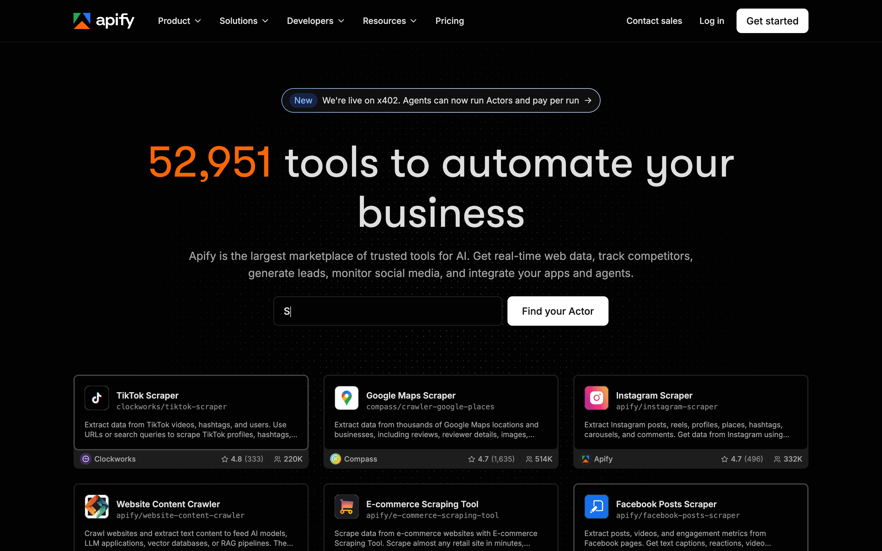 Apify homepage