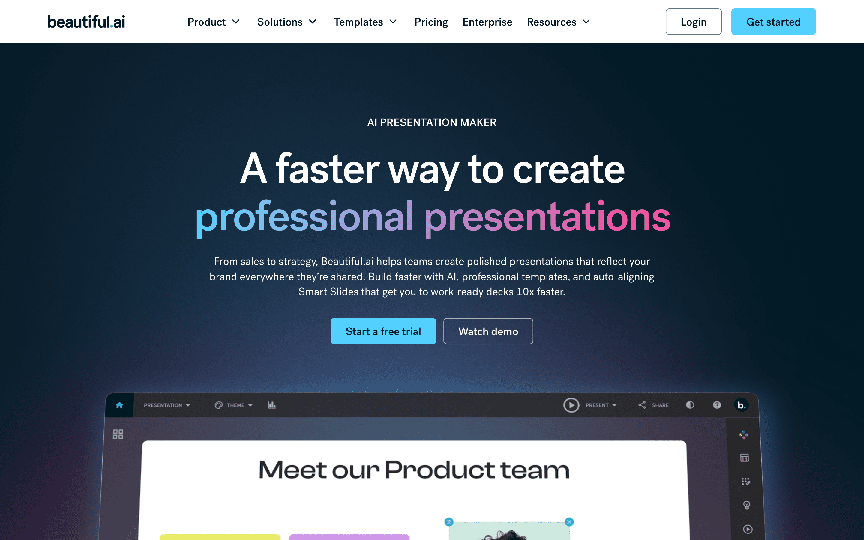 Beautiful.ai homepage