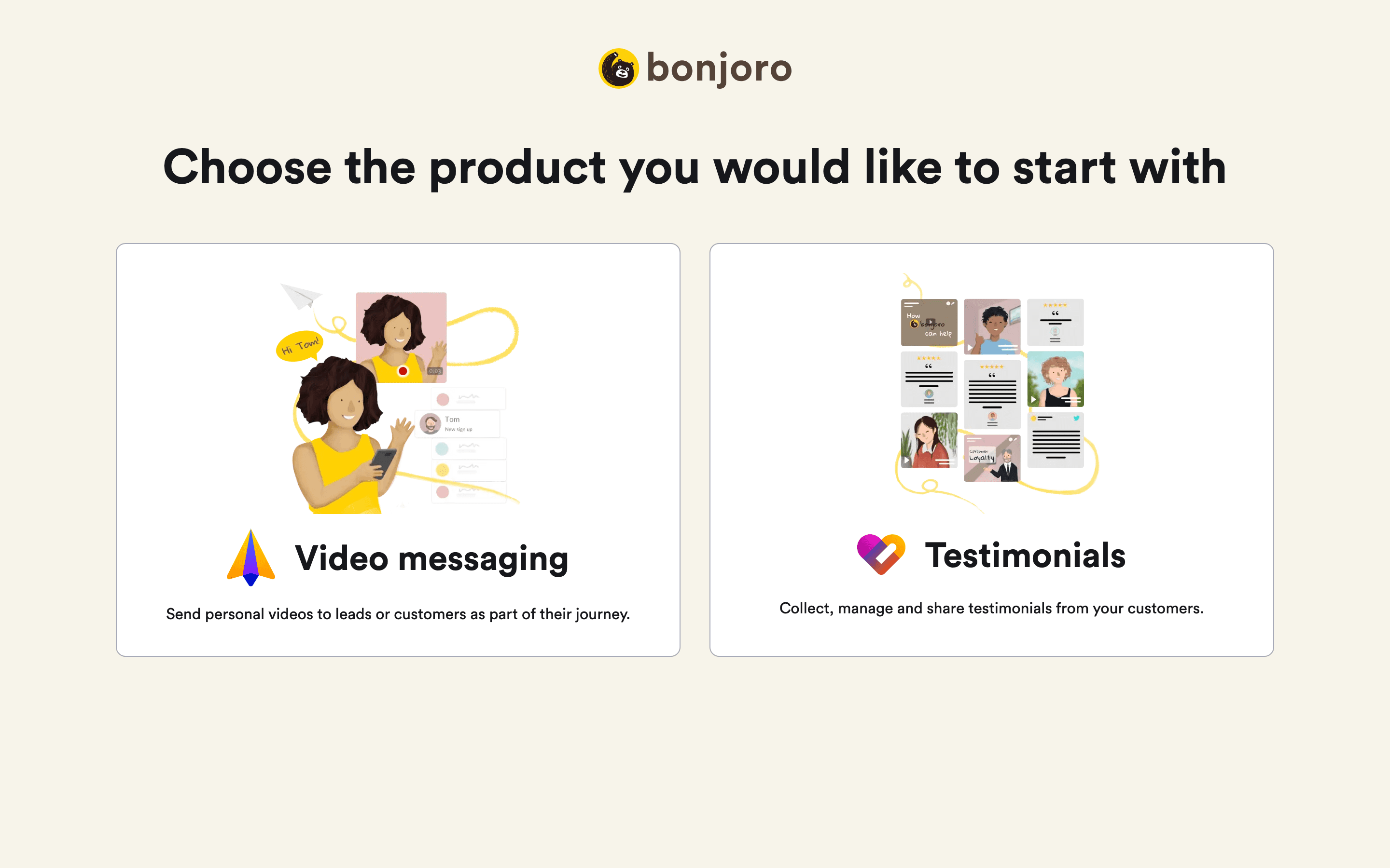 Bonjoro: Choose product