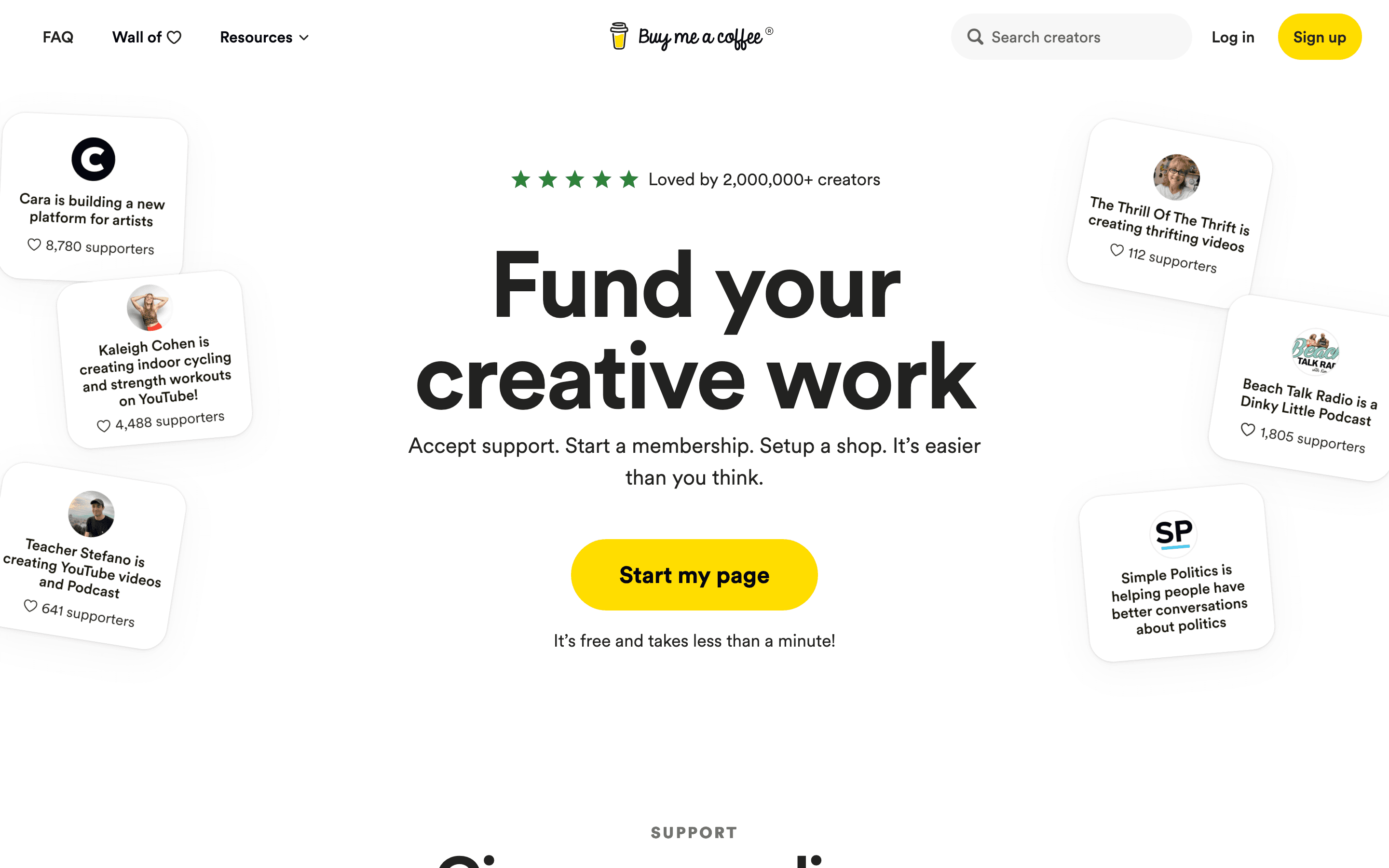 Buy Me a Coffee homepage