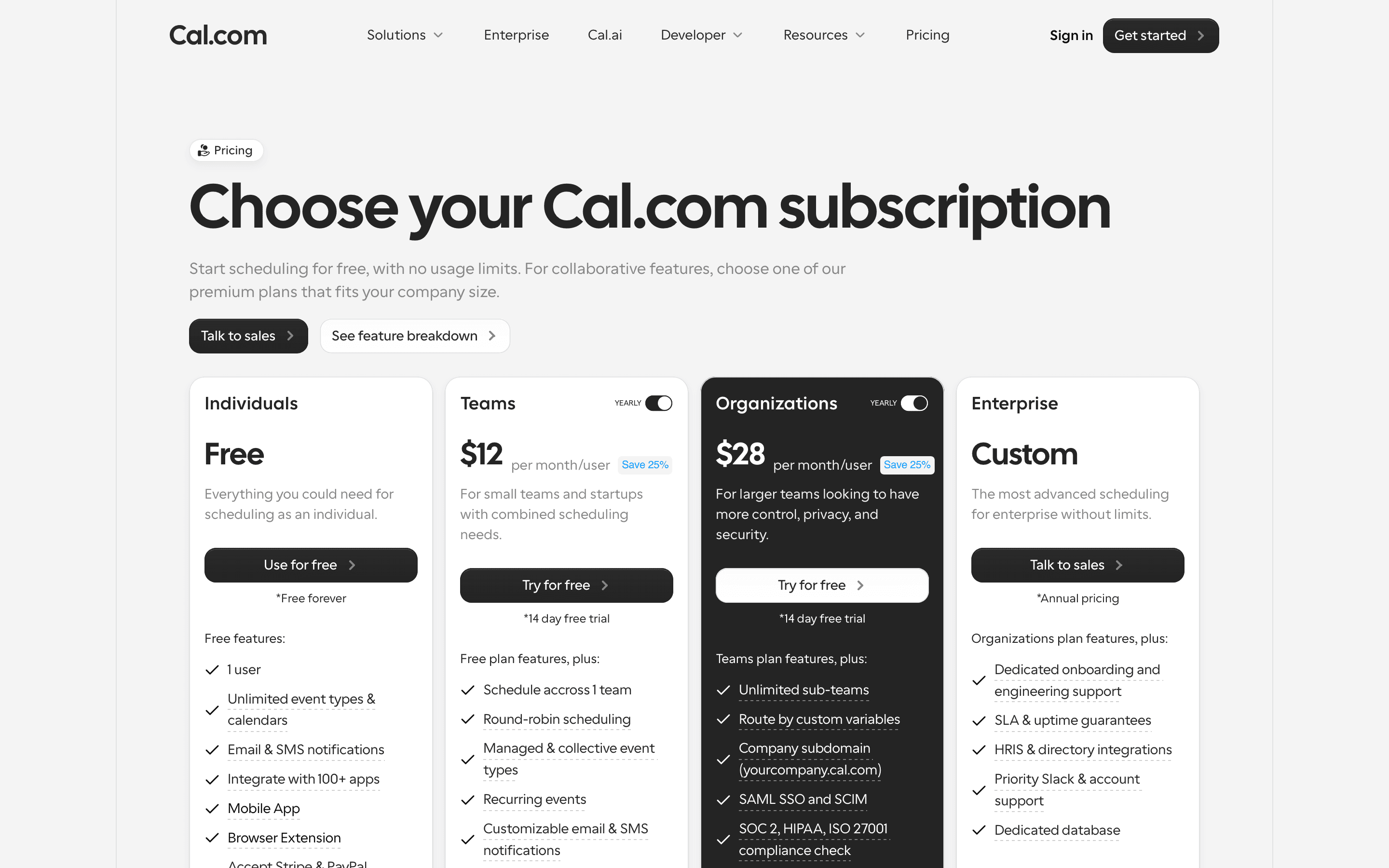 Cal.com pricing