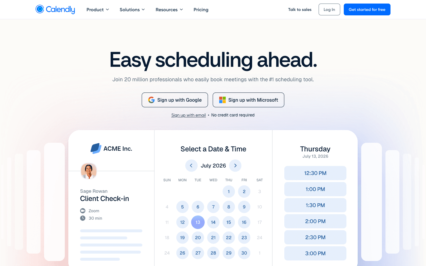 Calendly homepage