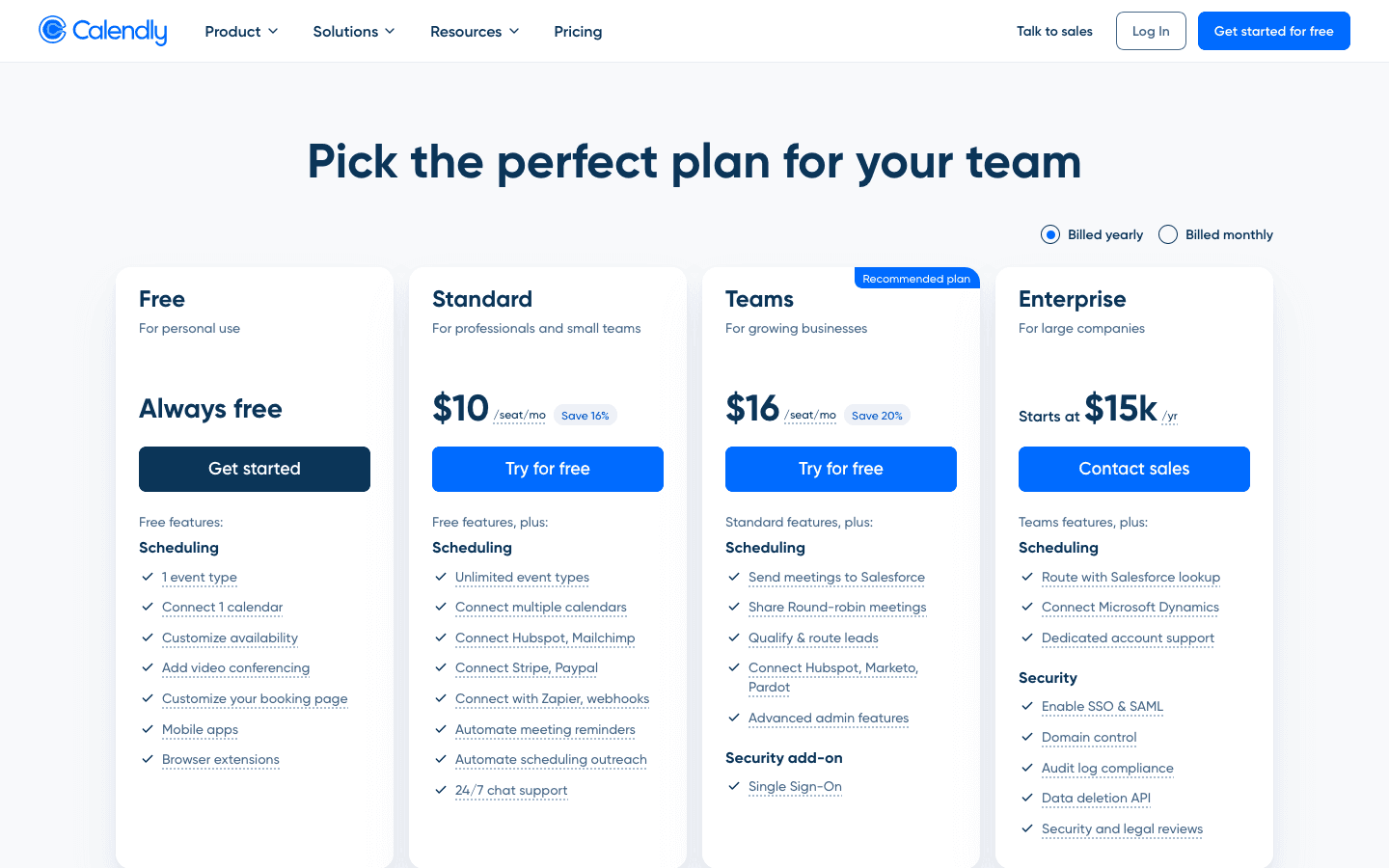 Calendly pricing