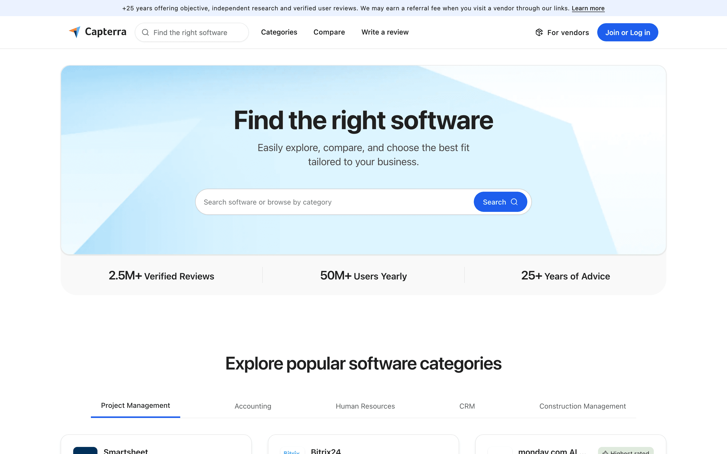 Capterra homepage