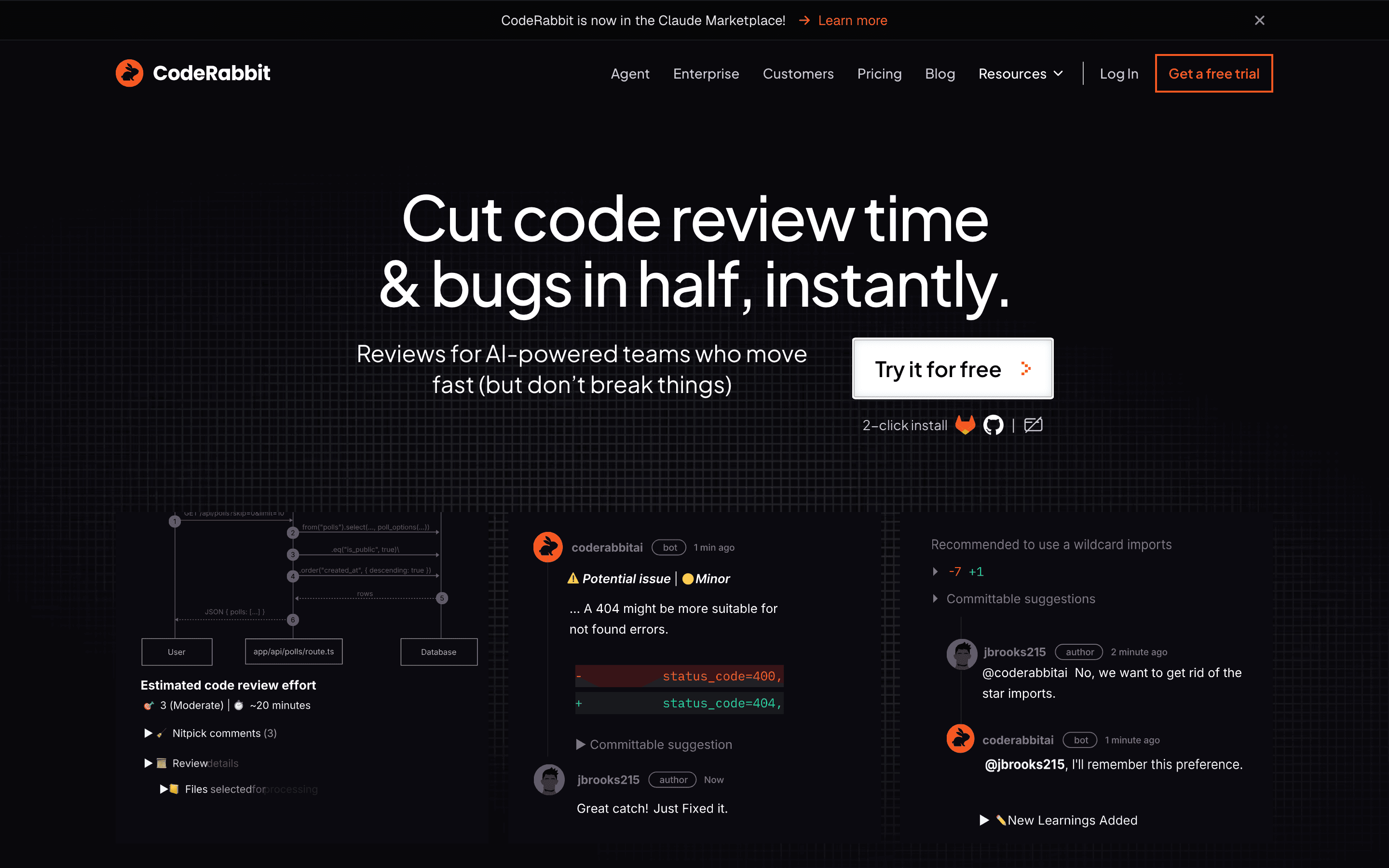 CodeRabbit homepage