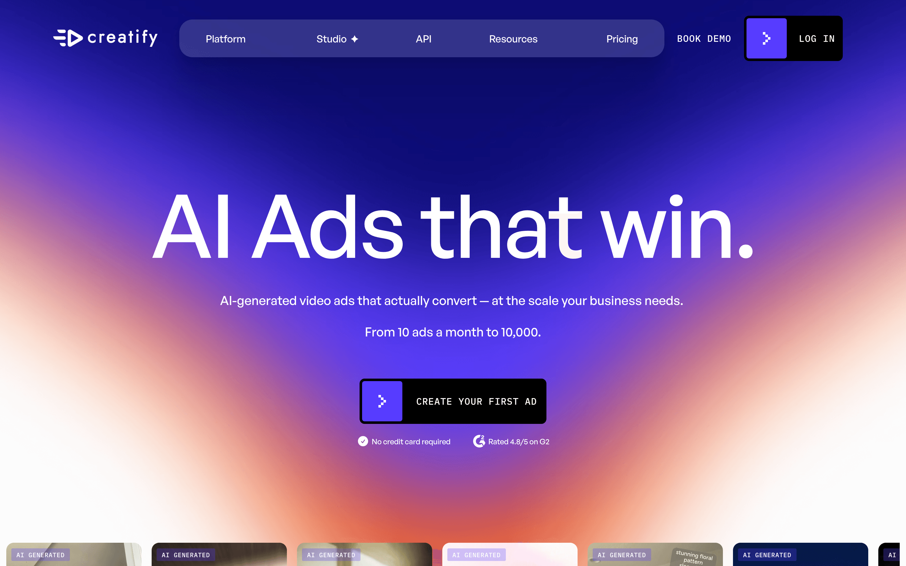 Creatify homepage