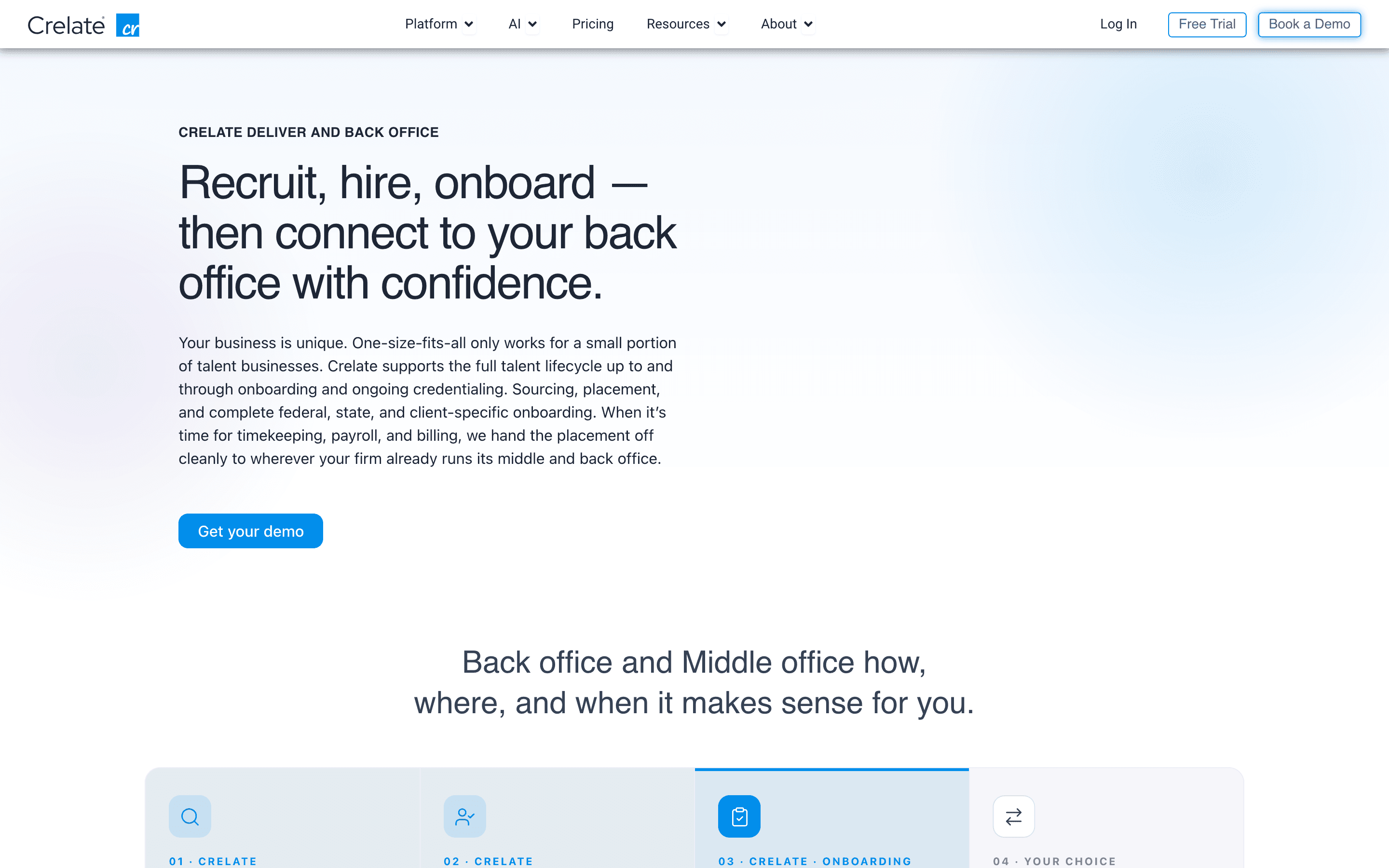 Crelate: Back office