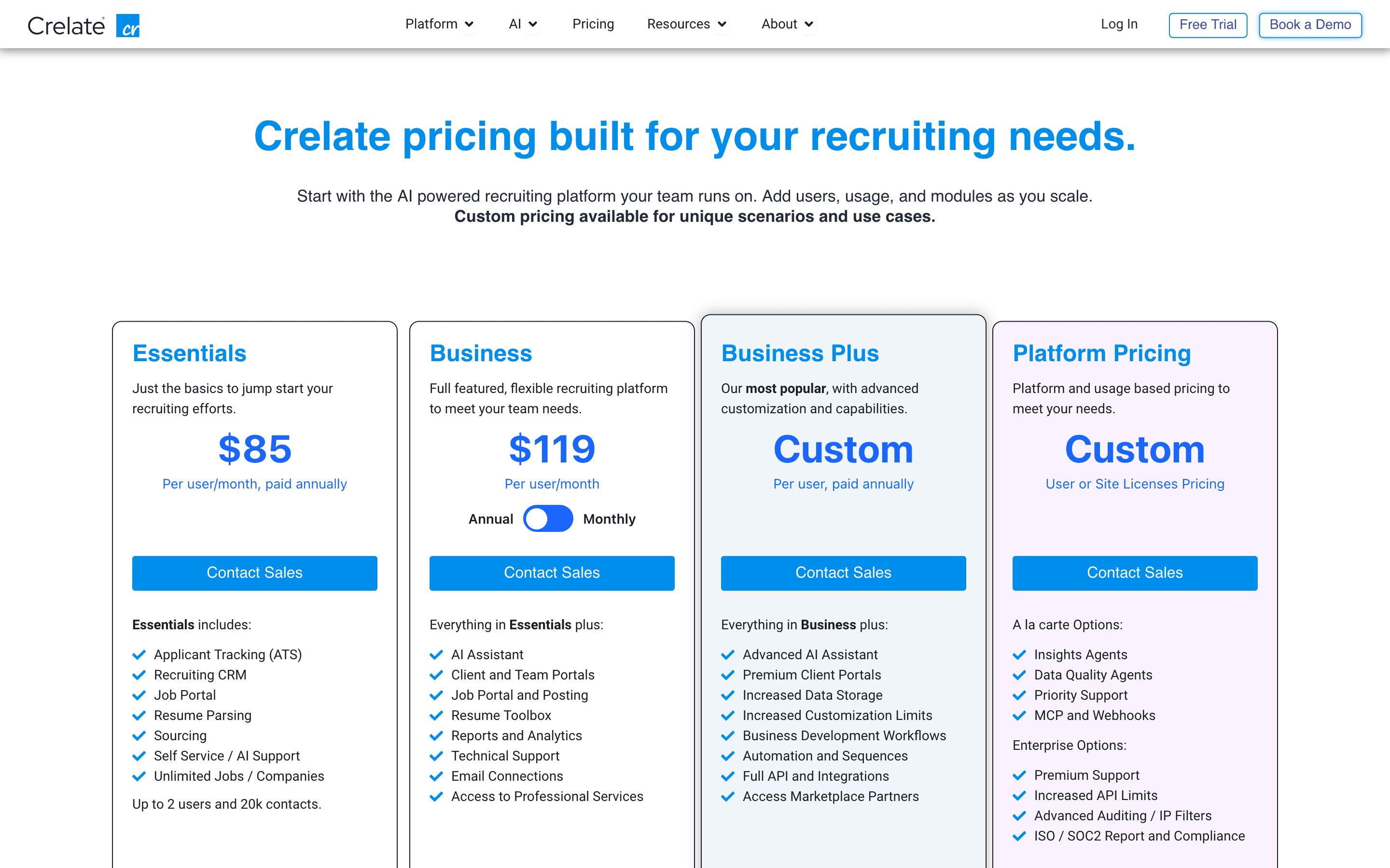 Crelate pricing