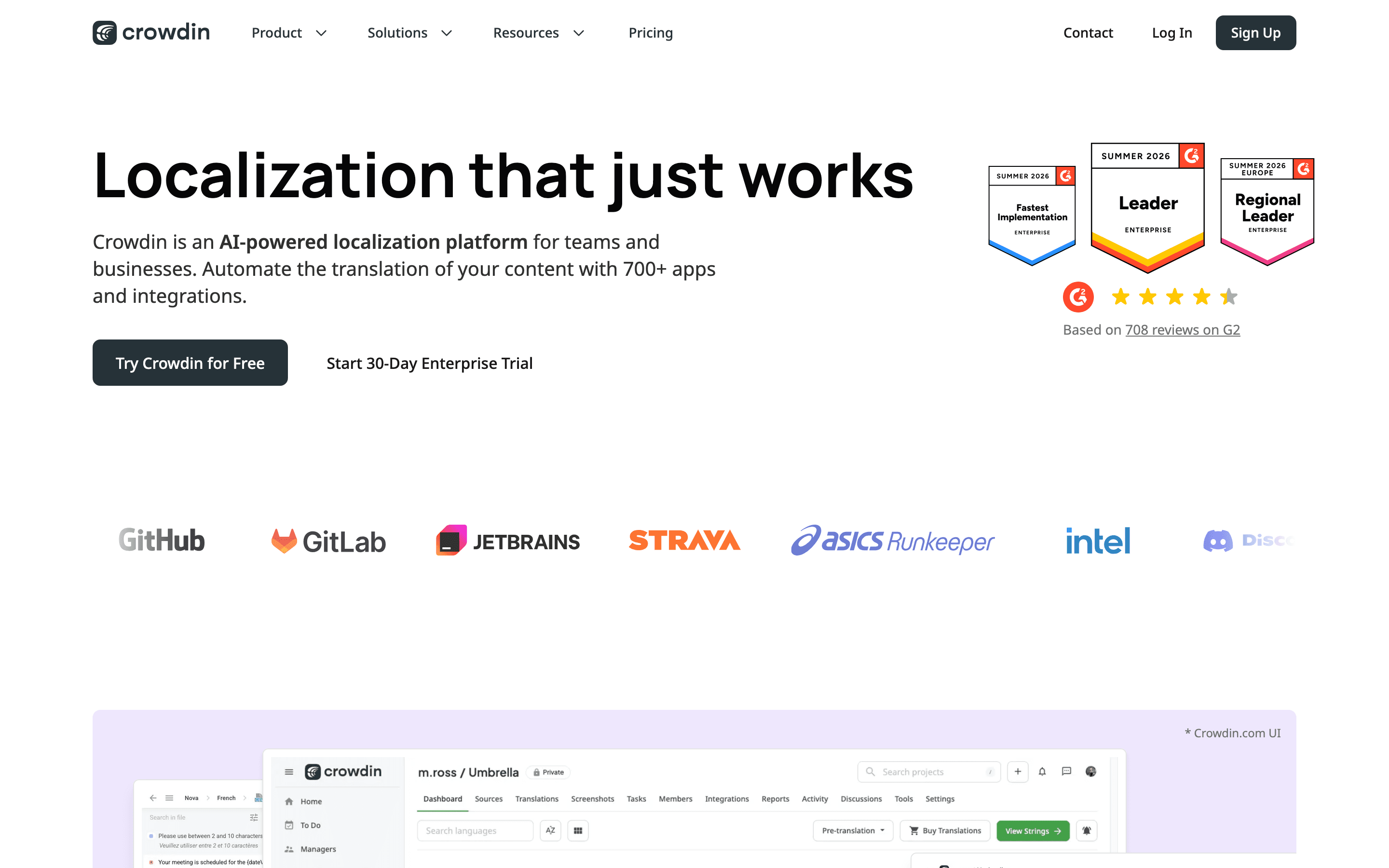 Crowdin homepage
