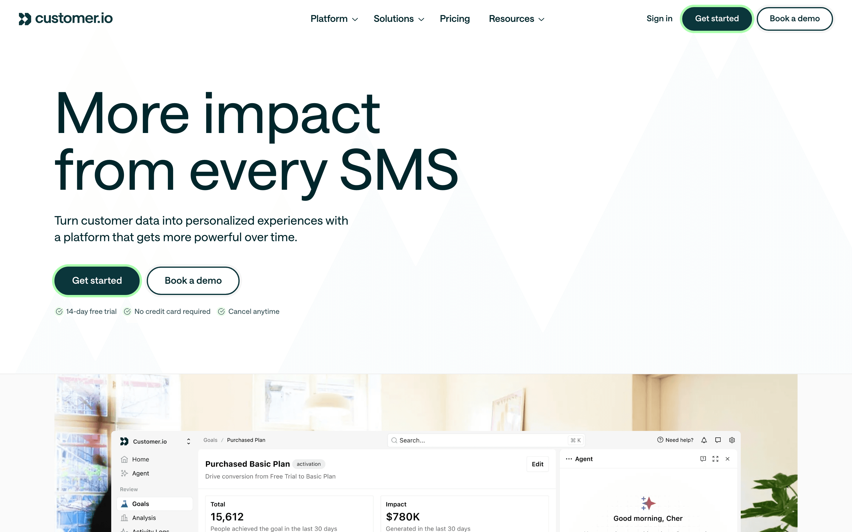 Customer.io homepage