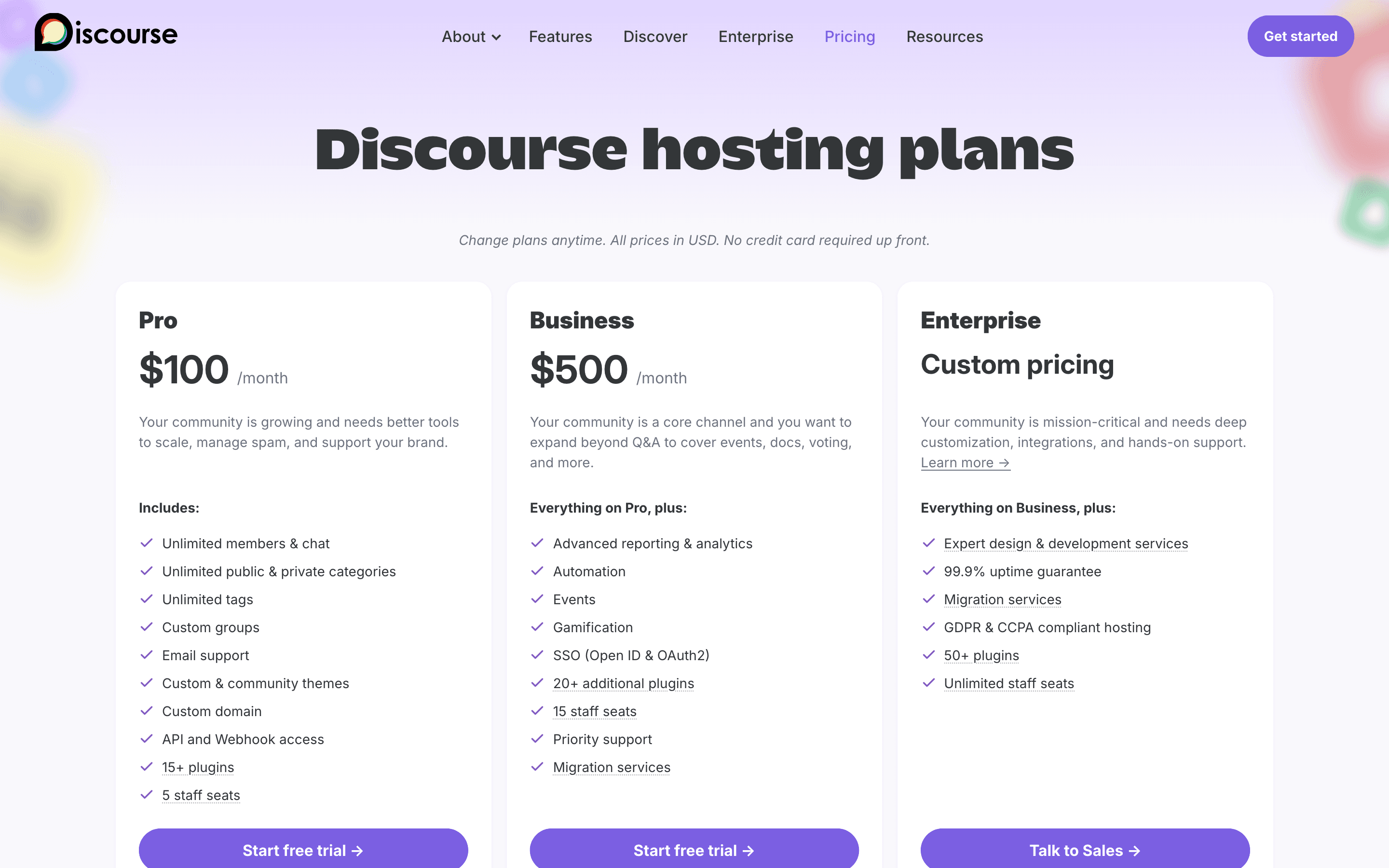 Discourse pricing