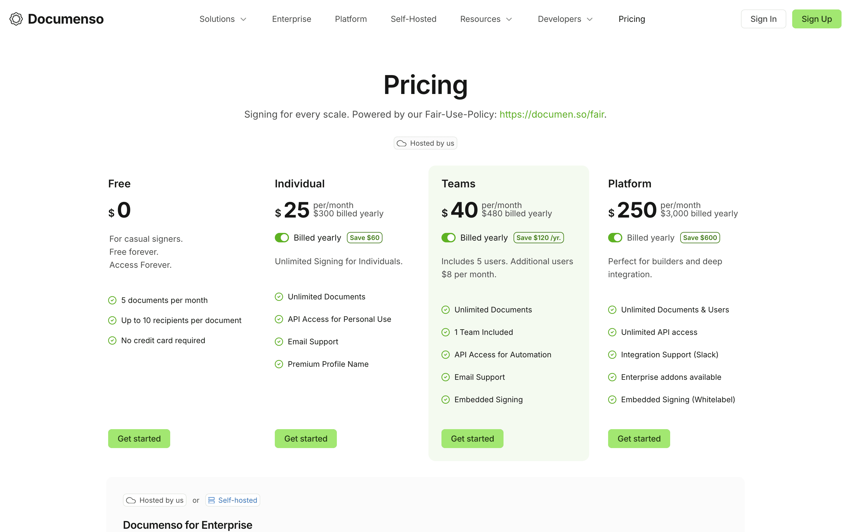 Documenso pricing