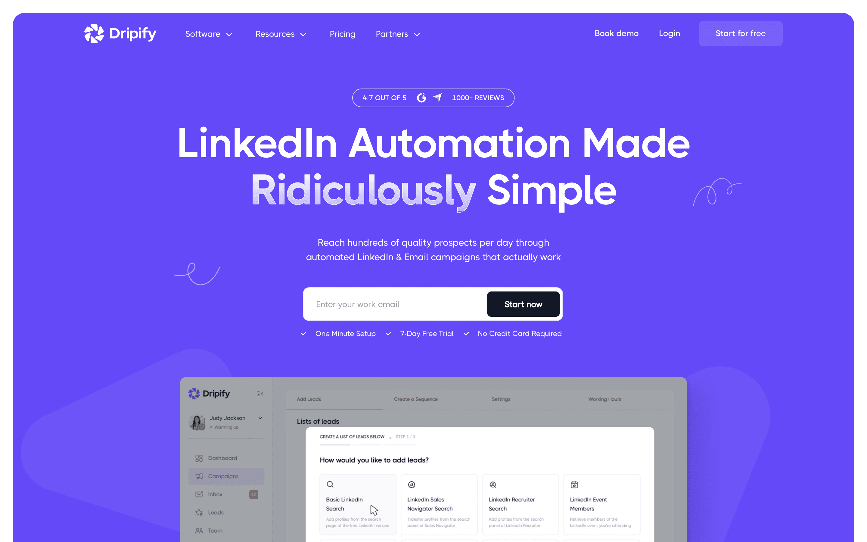 Dripify homepage