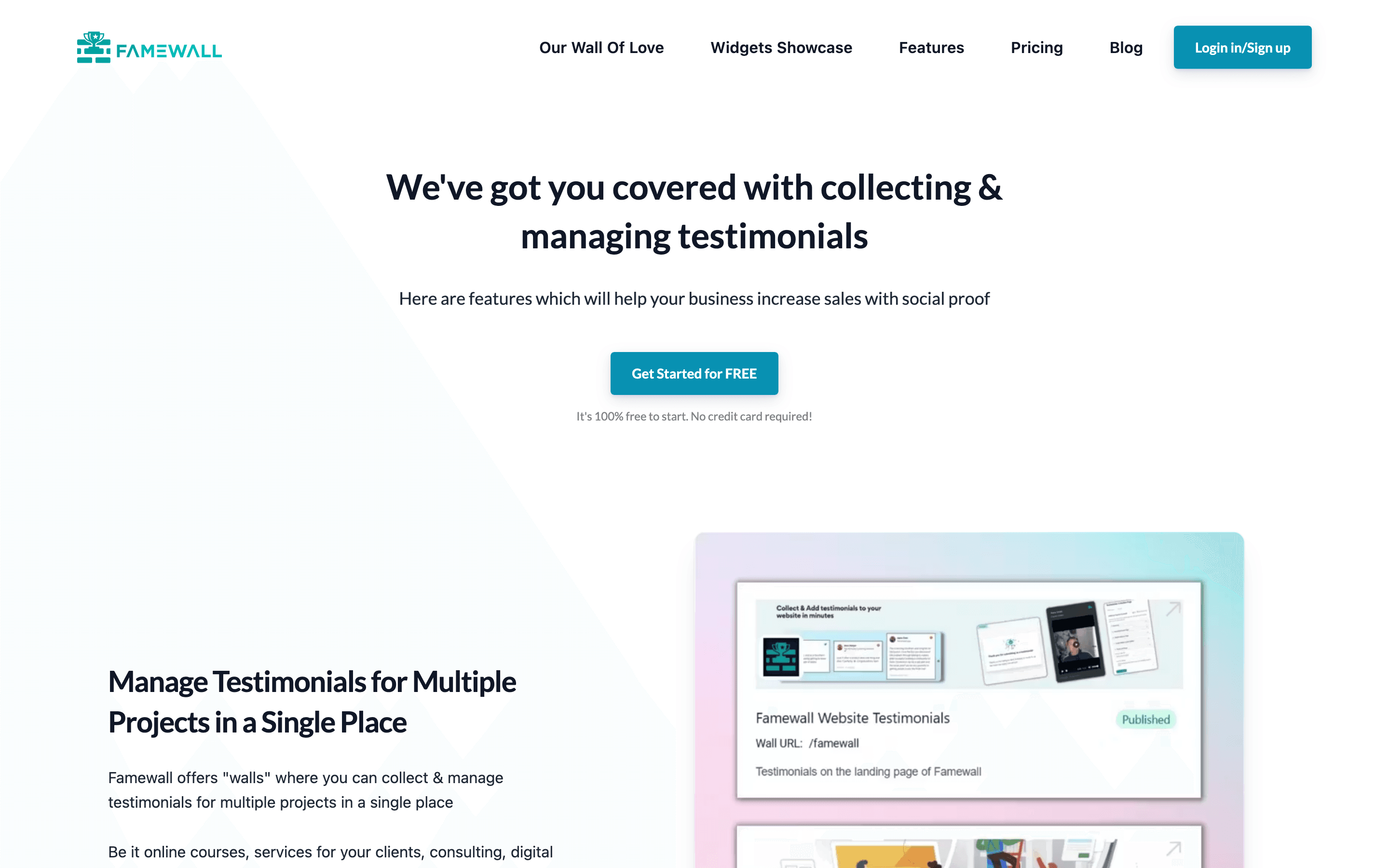 Famewall: Features