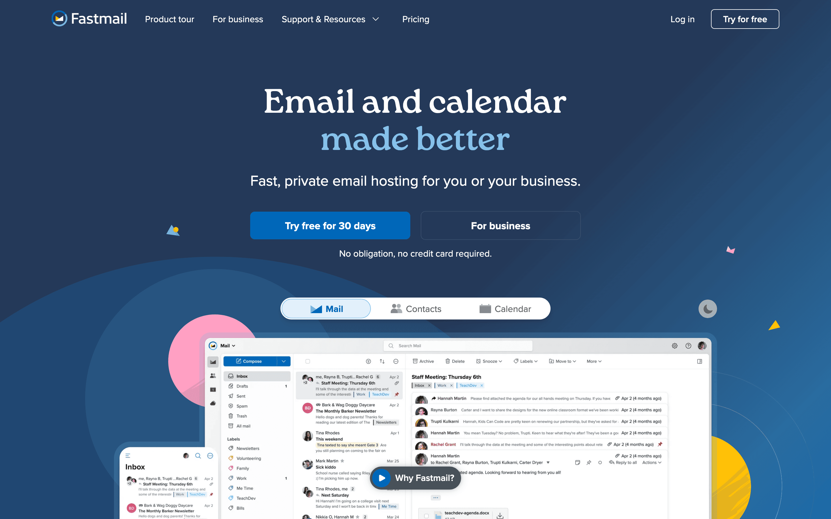 Fastmail homepage
