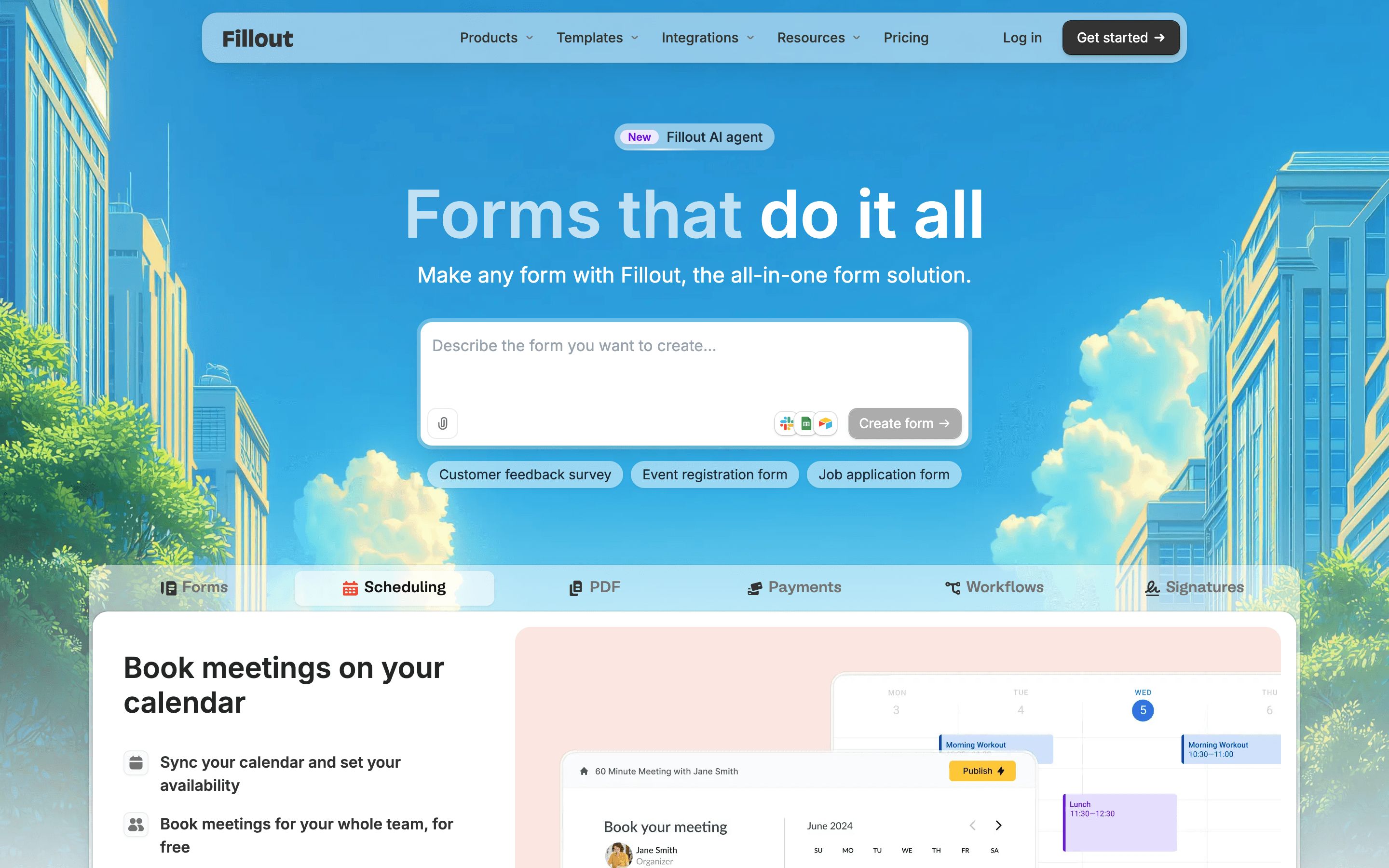 Fillout homepage