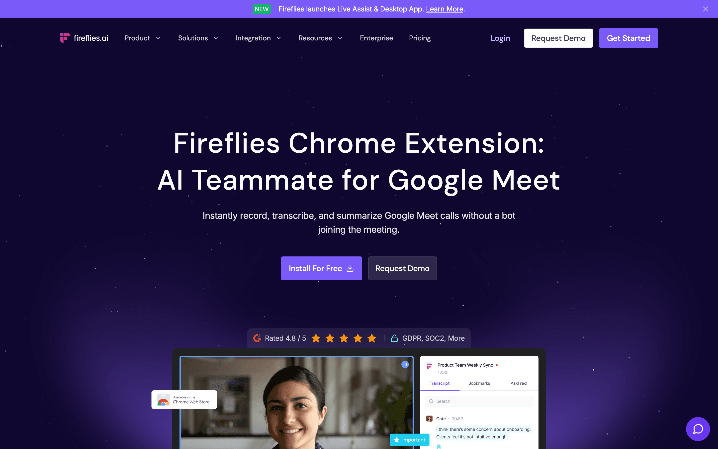 Fireflies: Chrome extension