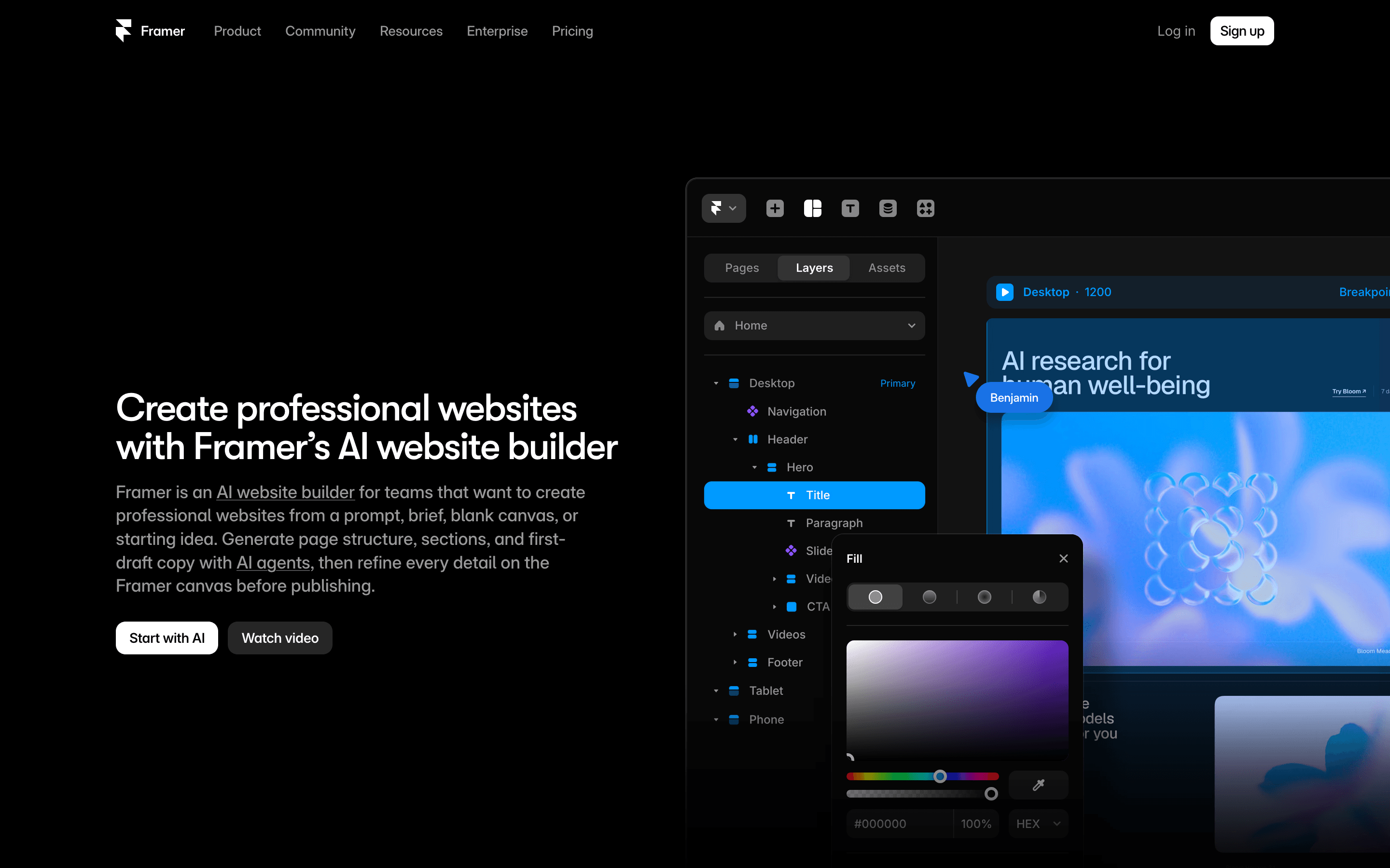Framer: Ai website builder