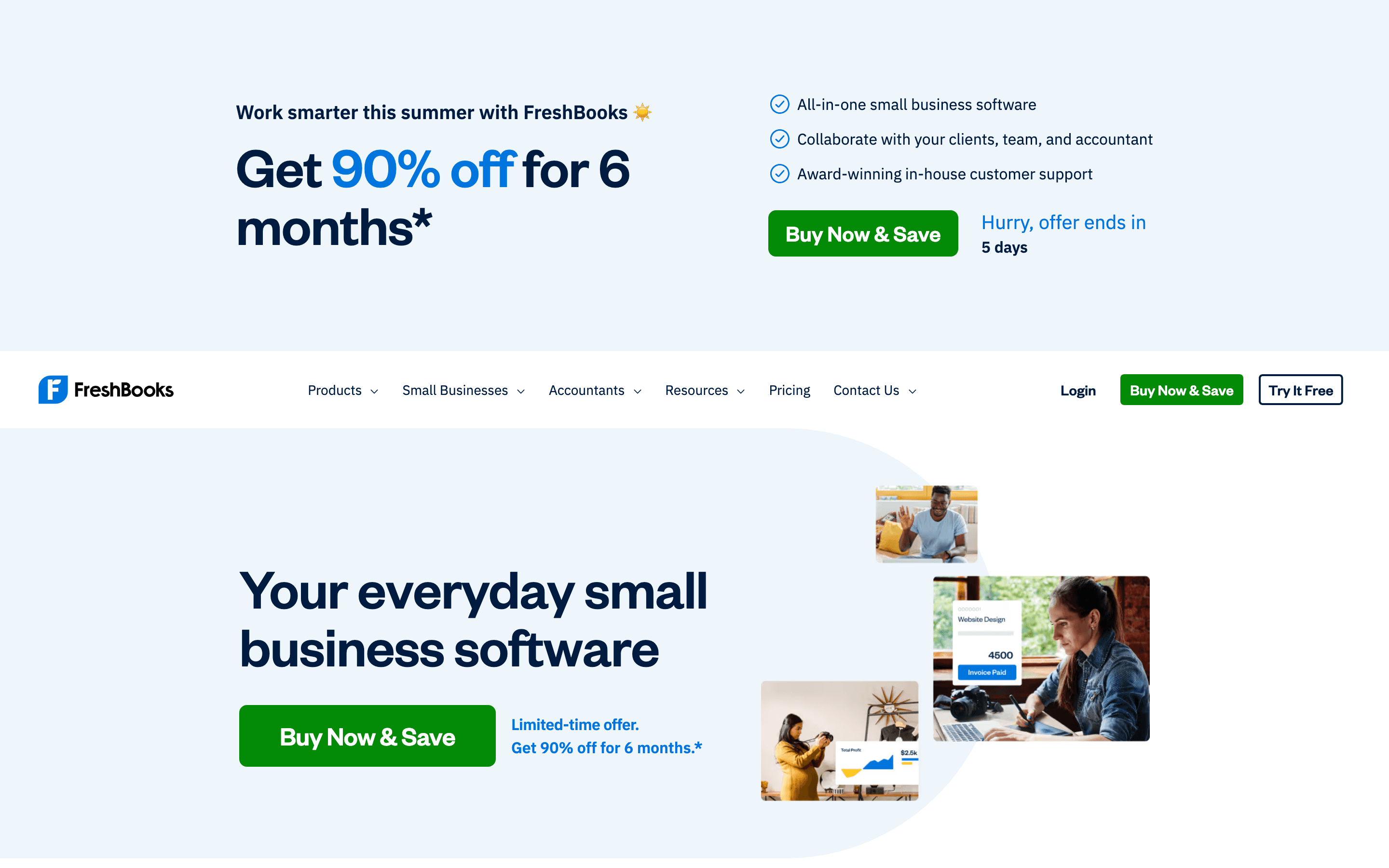 FreshBooks homepage