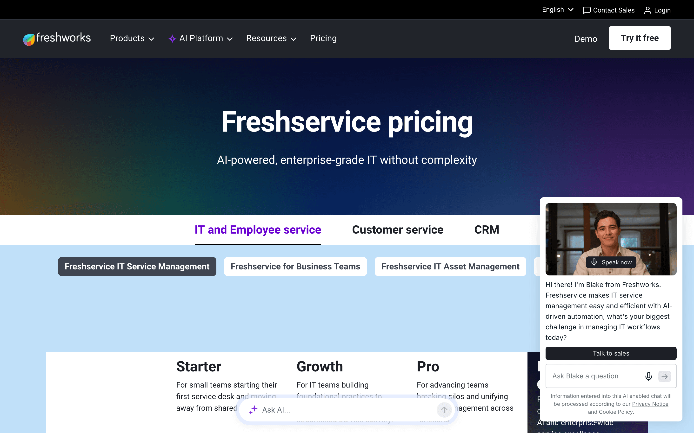 Freshservice pricing