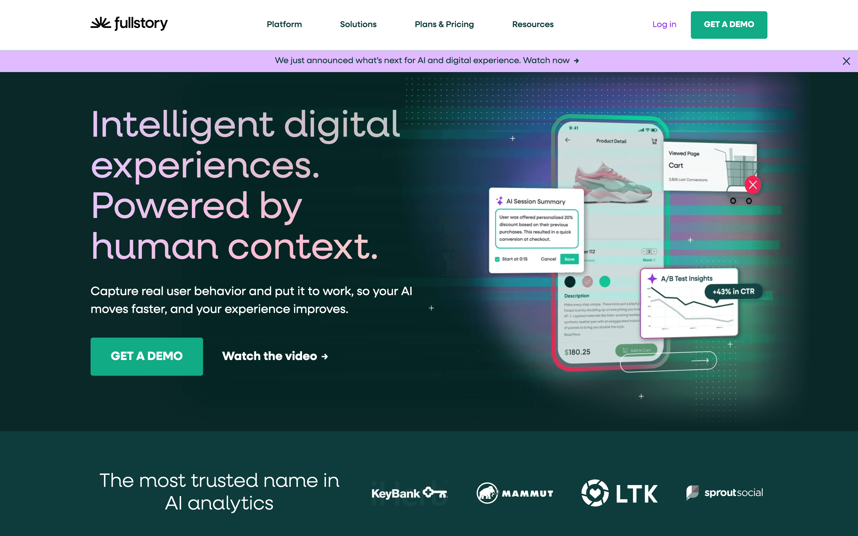 Fullstory homepage