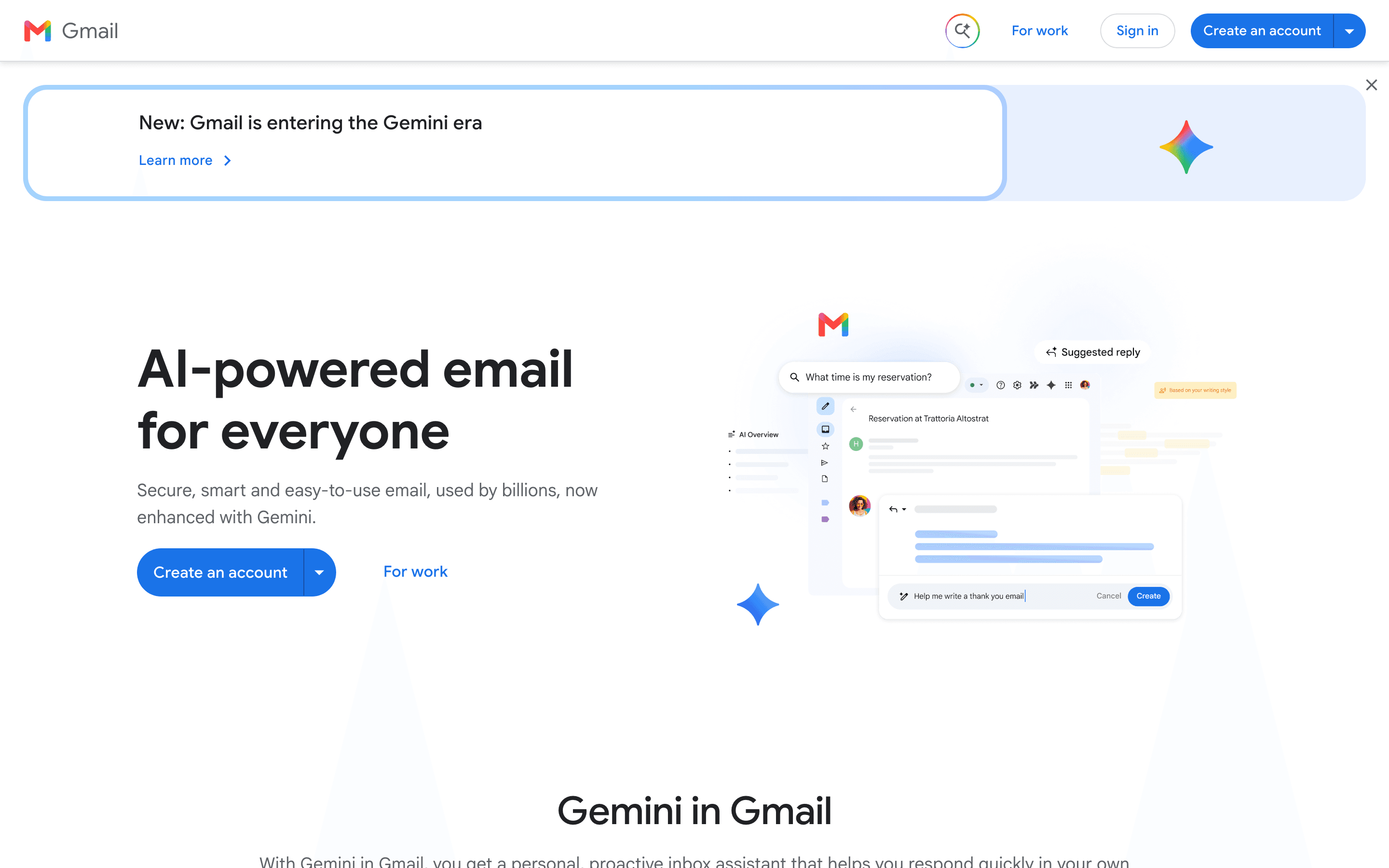 Gmail homepage