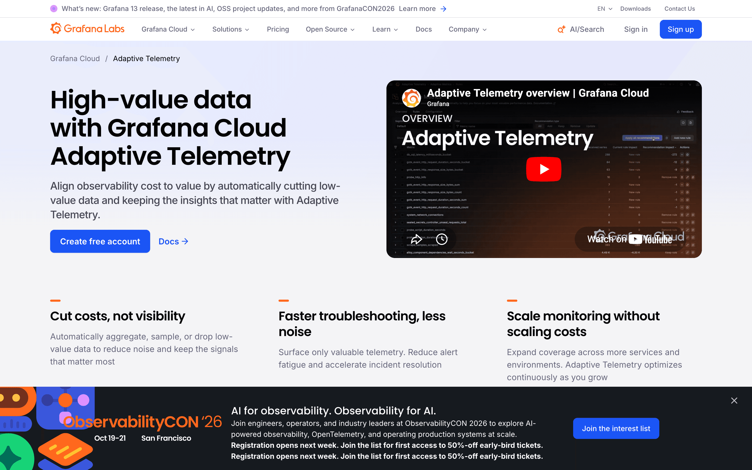 Grafana: Adaptive telemetry