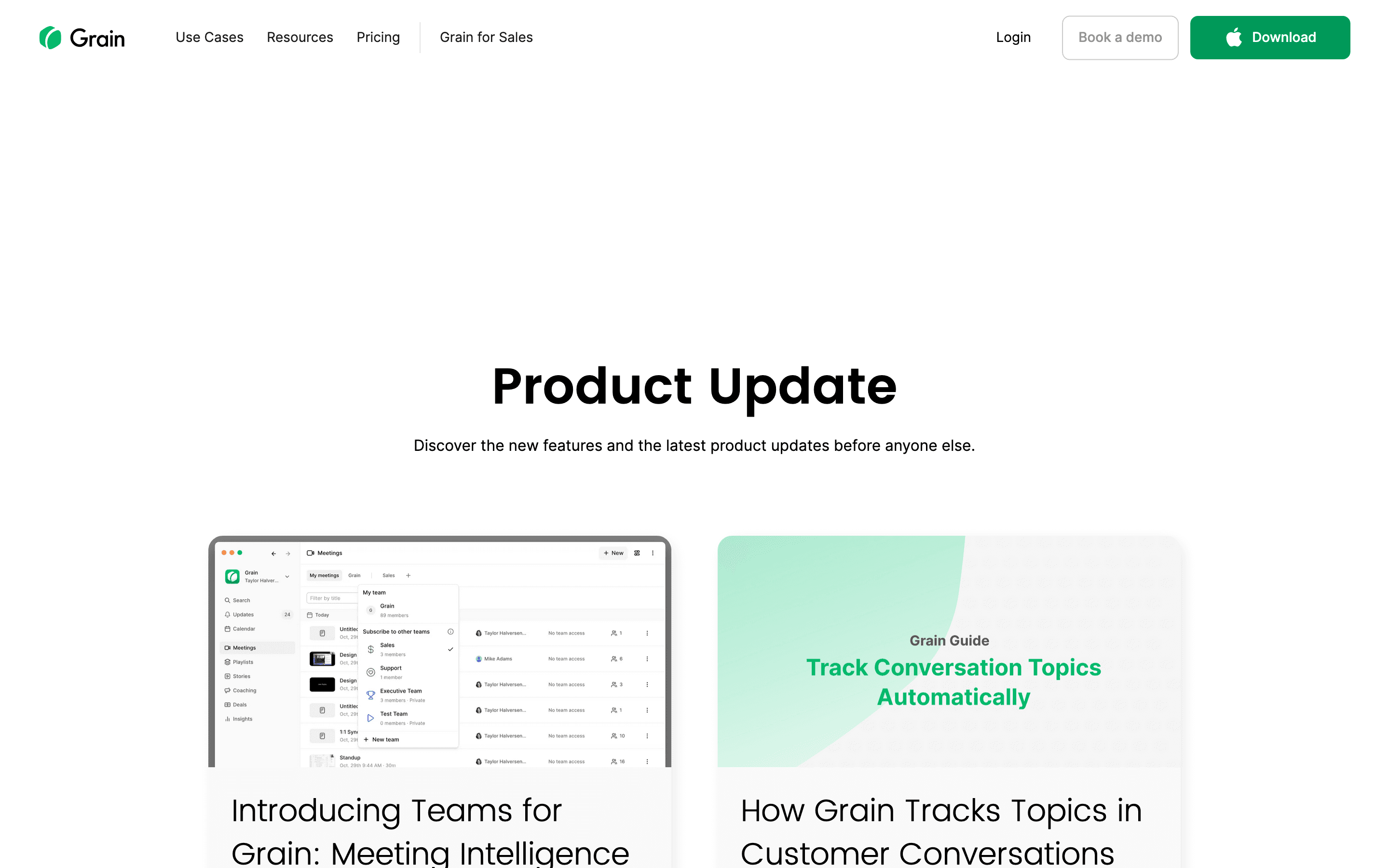 Grain: Product updates