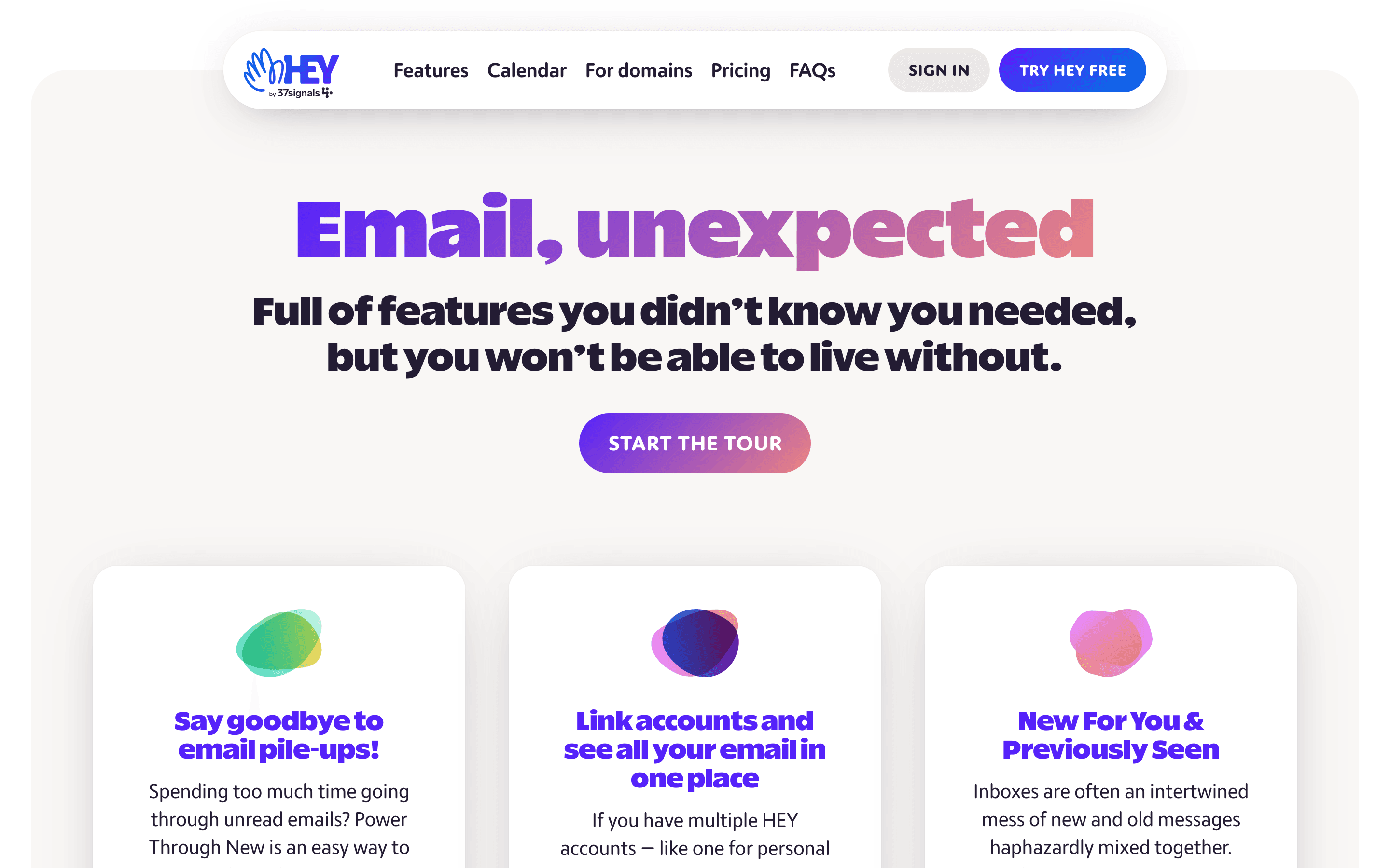 HEY: Features