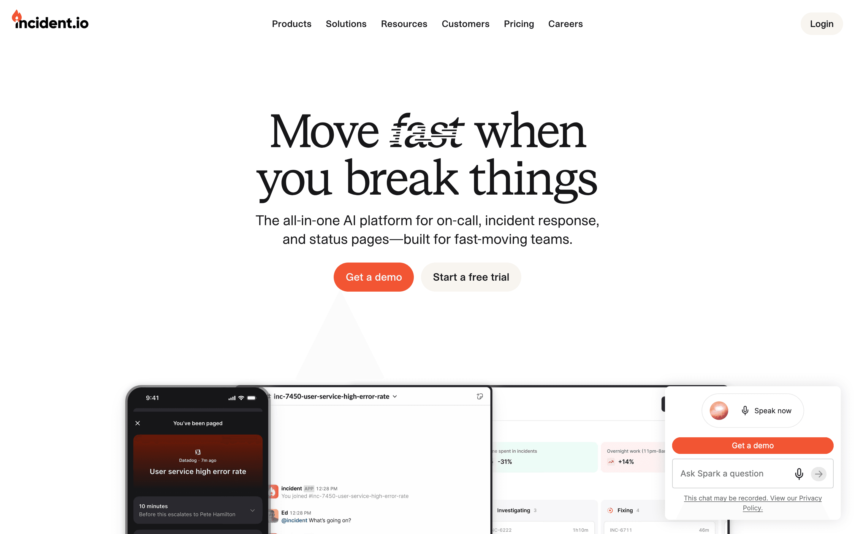 incident.io homepage