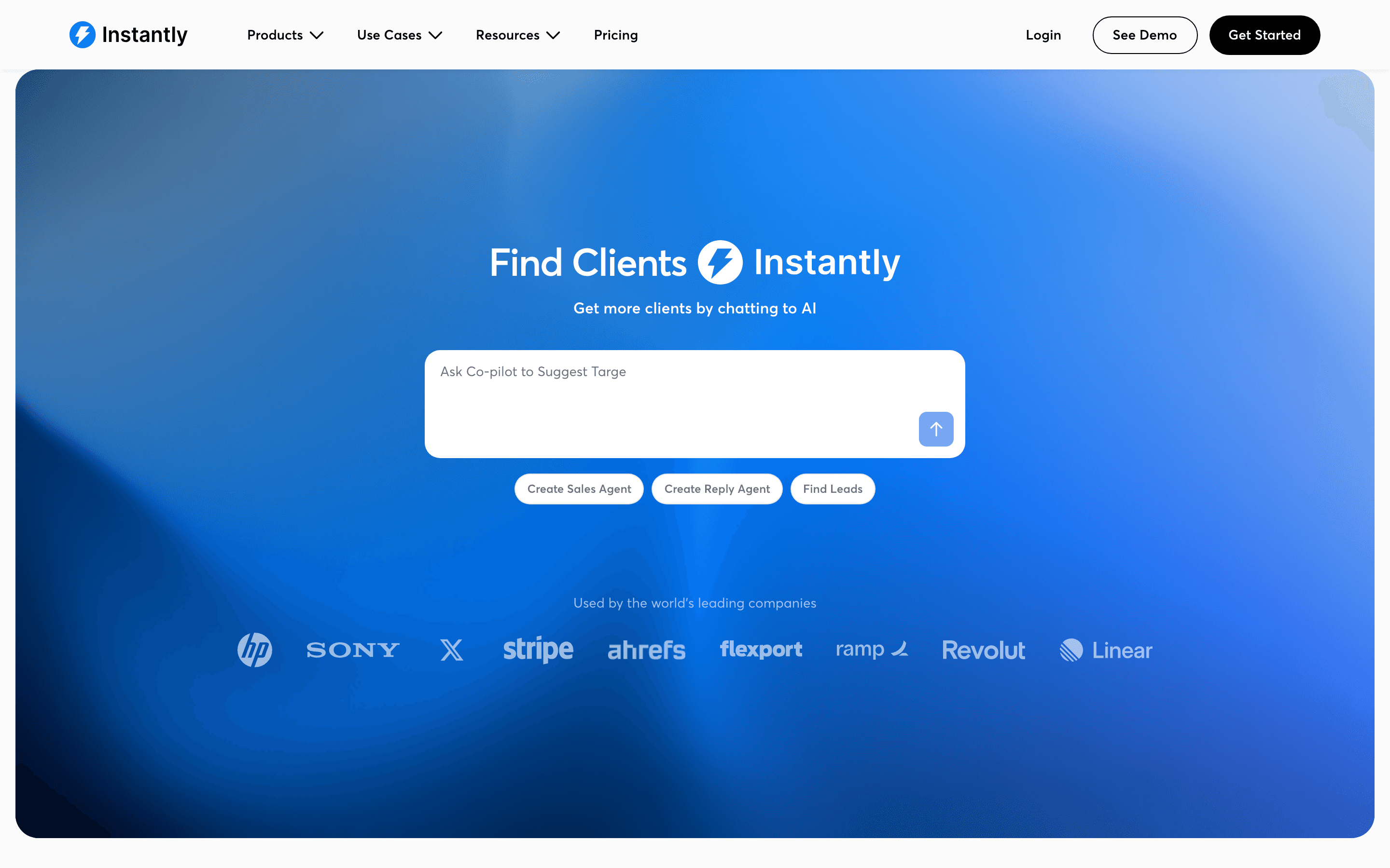 Instantly homepage