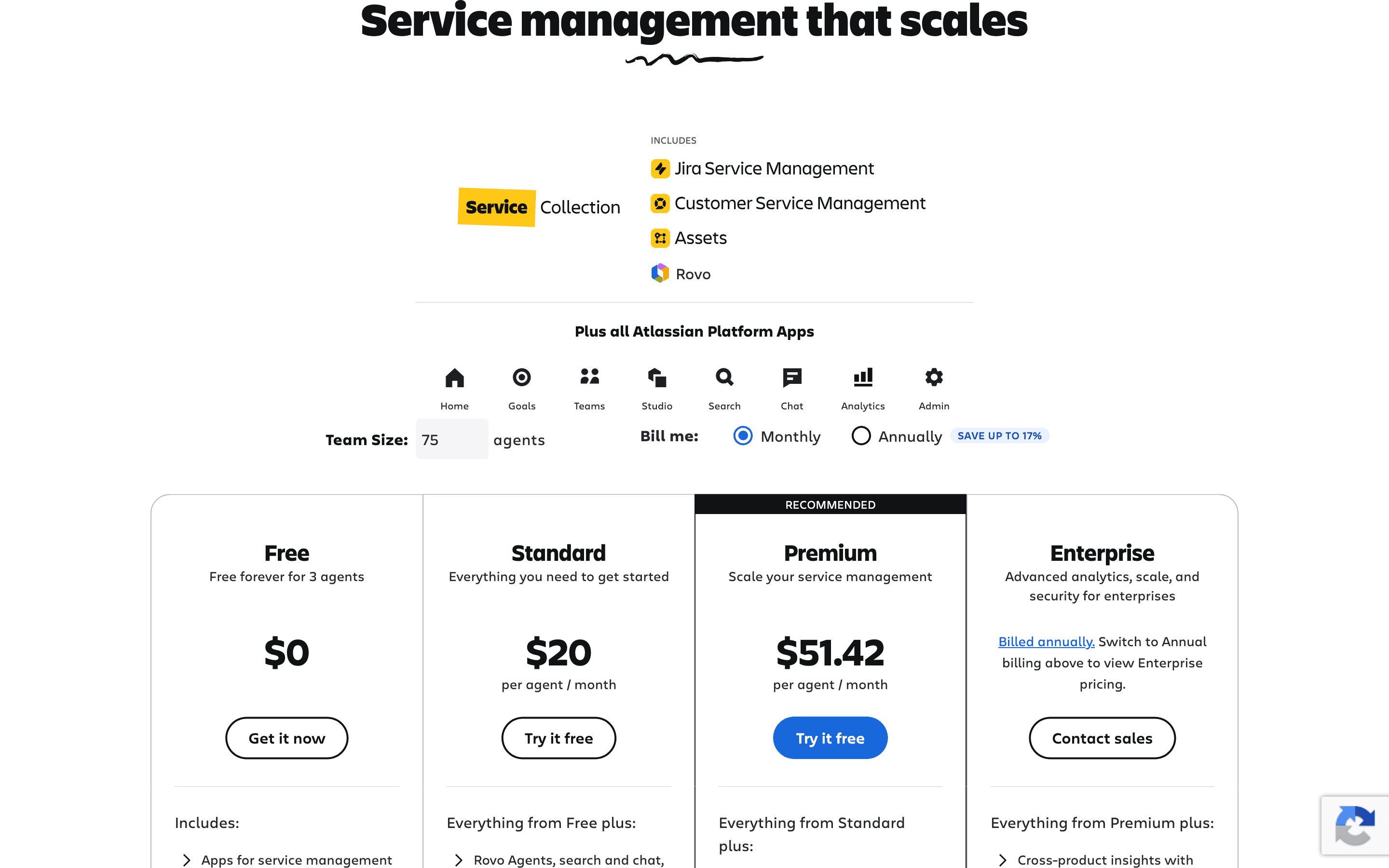 Jira Service Management pricing
