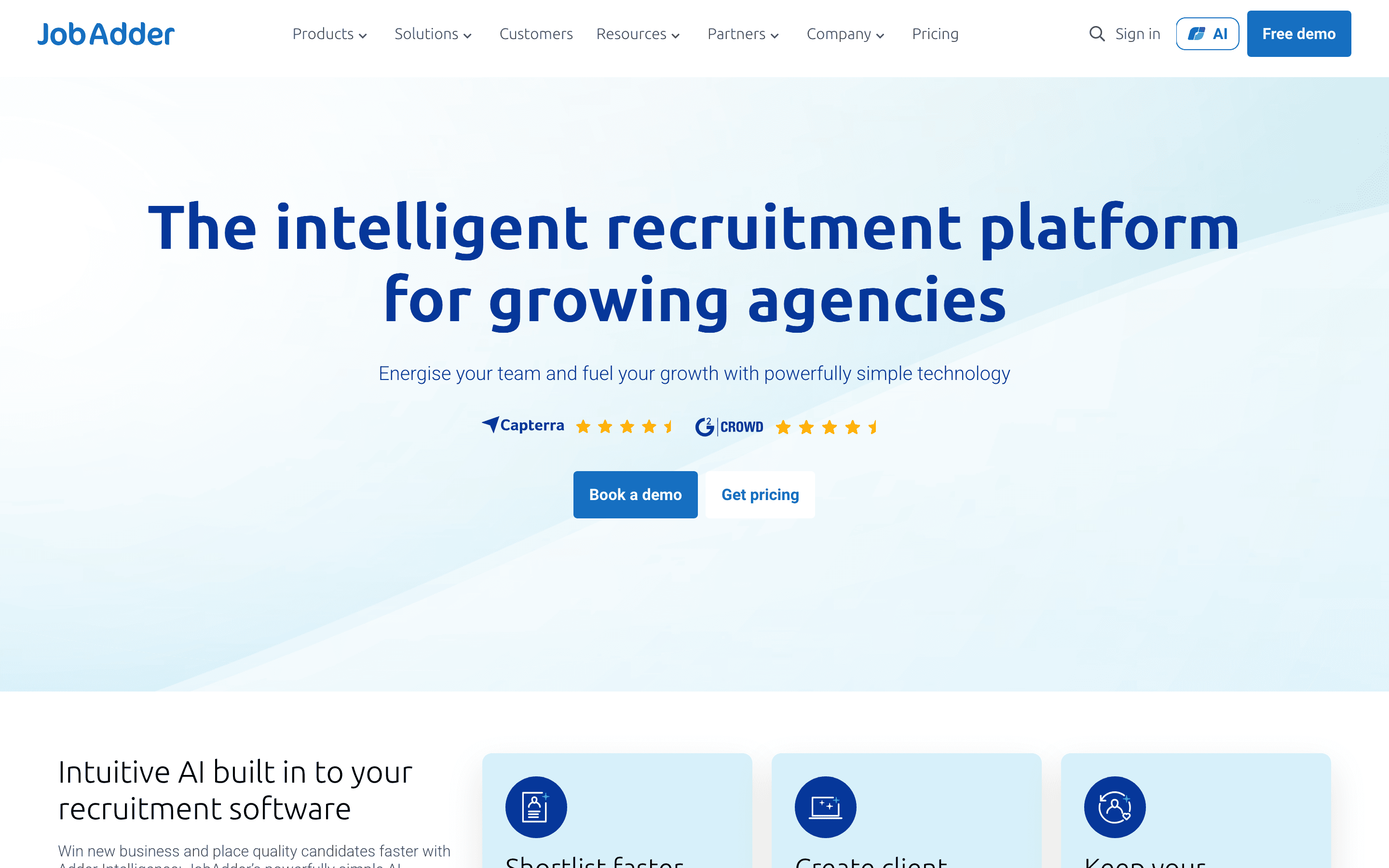 JobAdder homepage