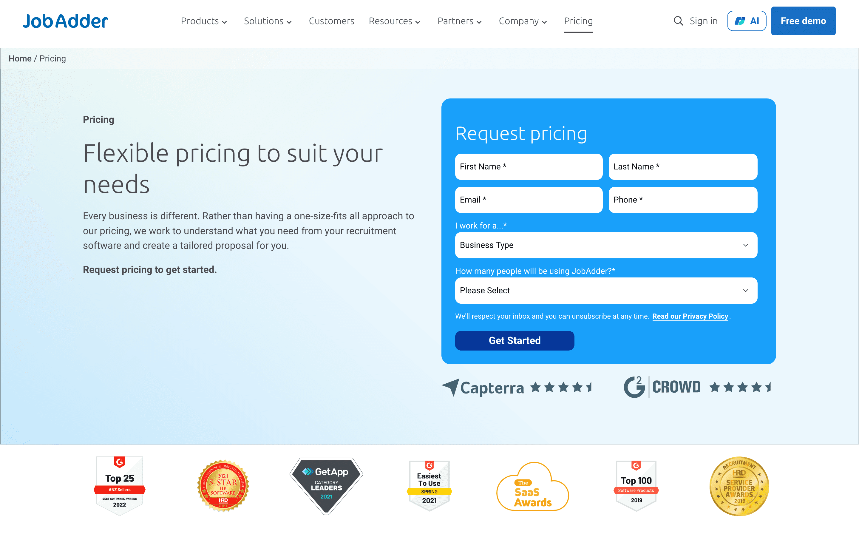 JobAdder pricing