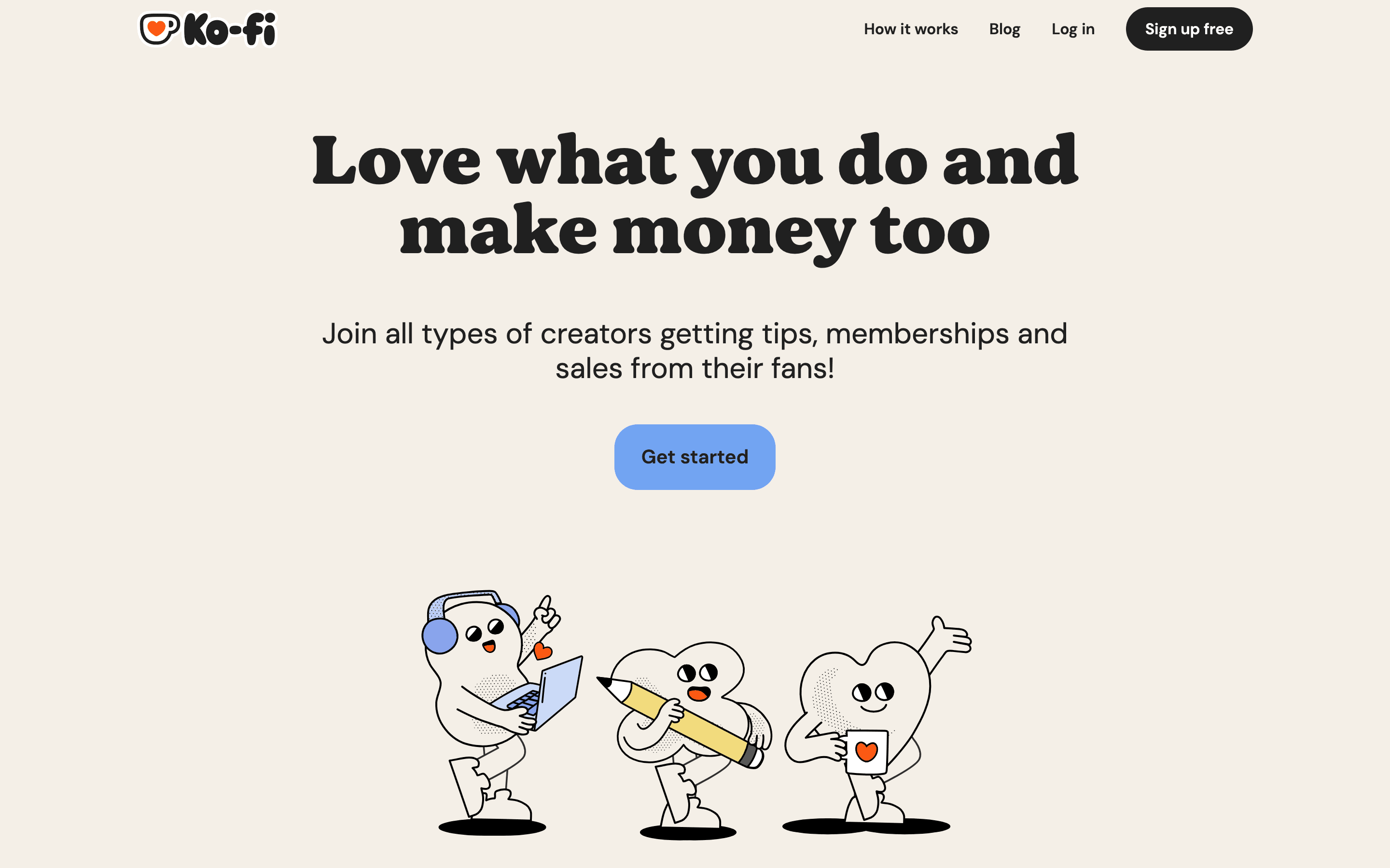 Ko-fi homepage