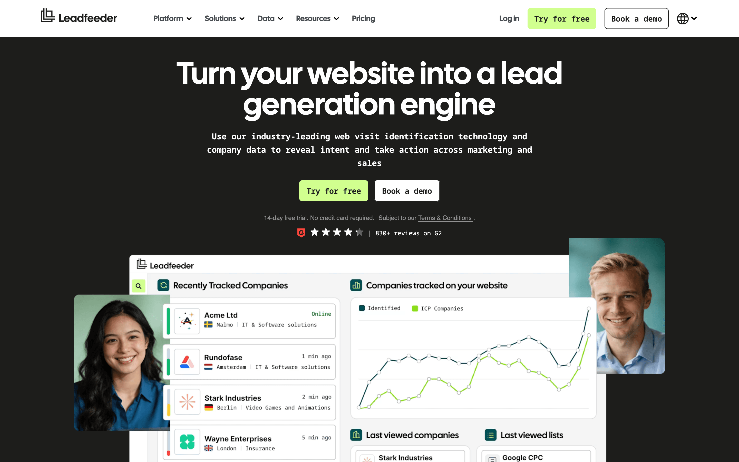 Leadfeeder homepage
