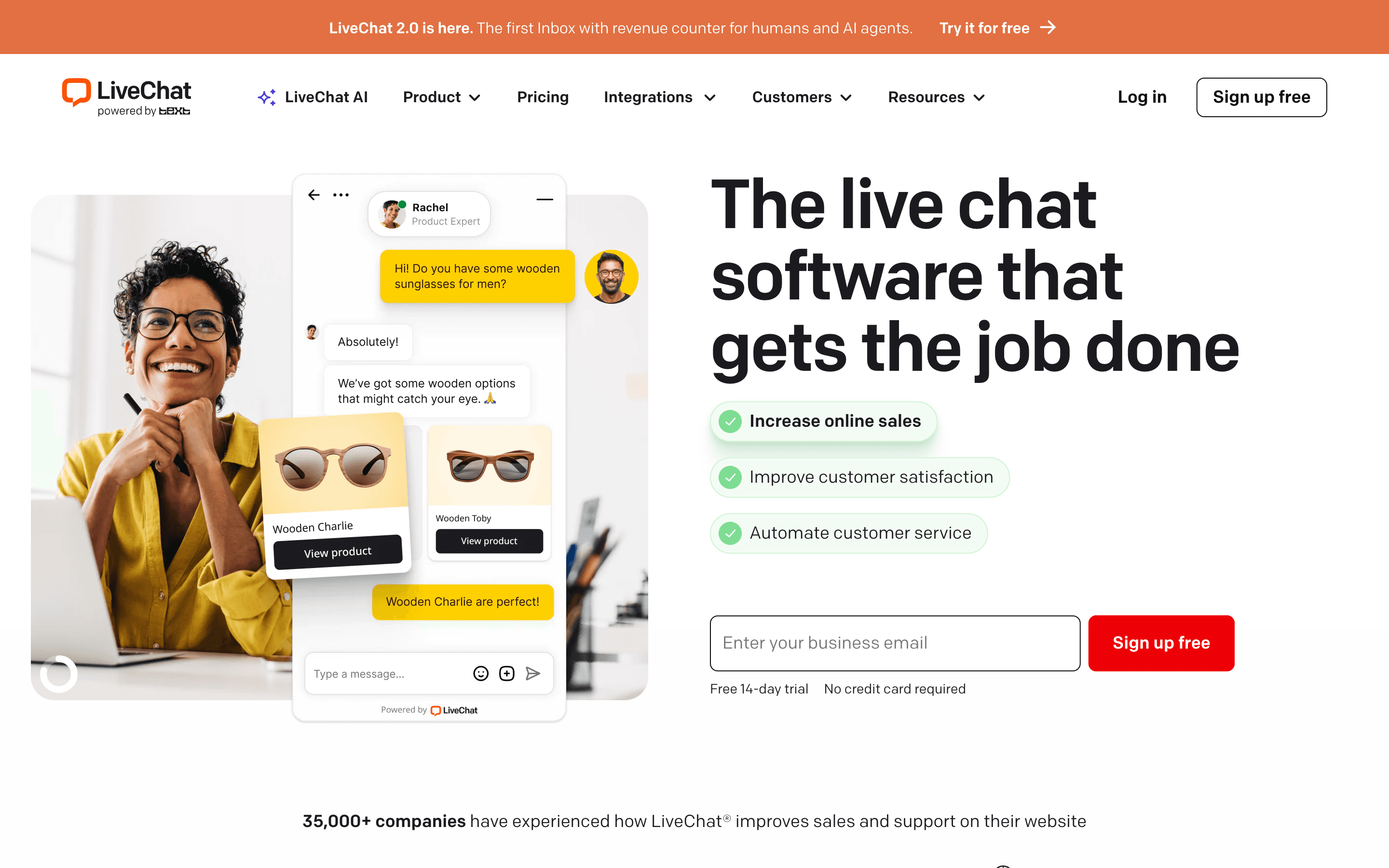 LiveChat homepage