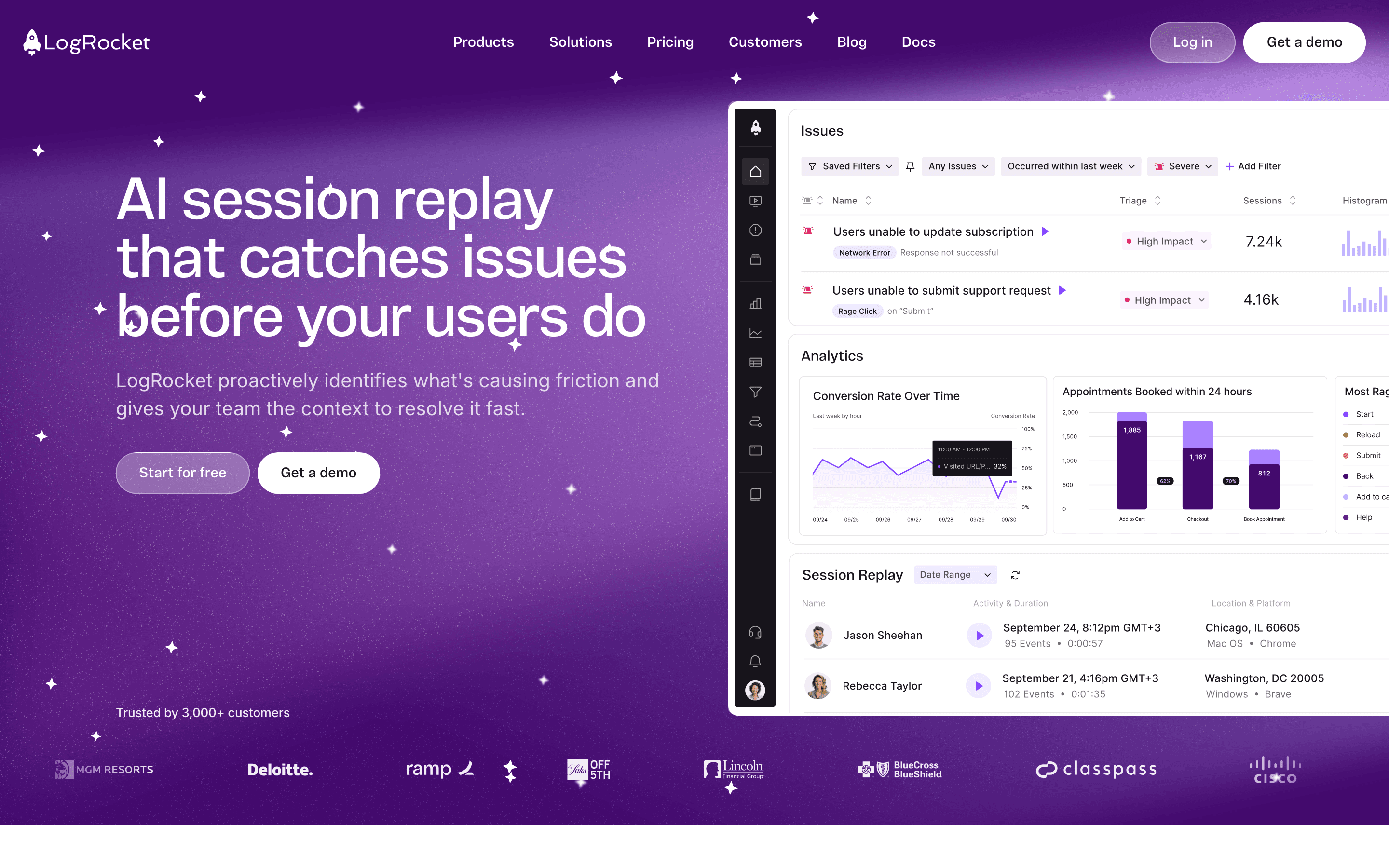 LogRocket homepage