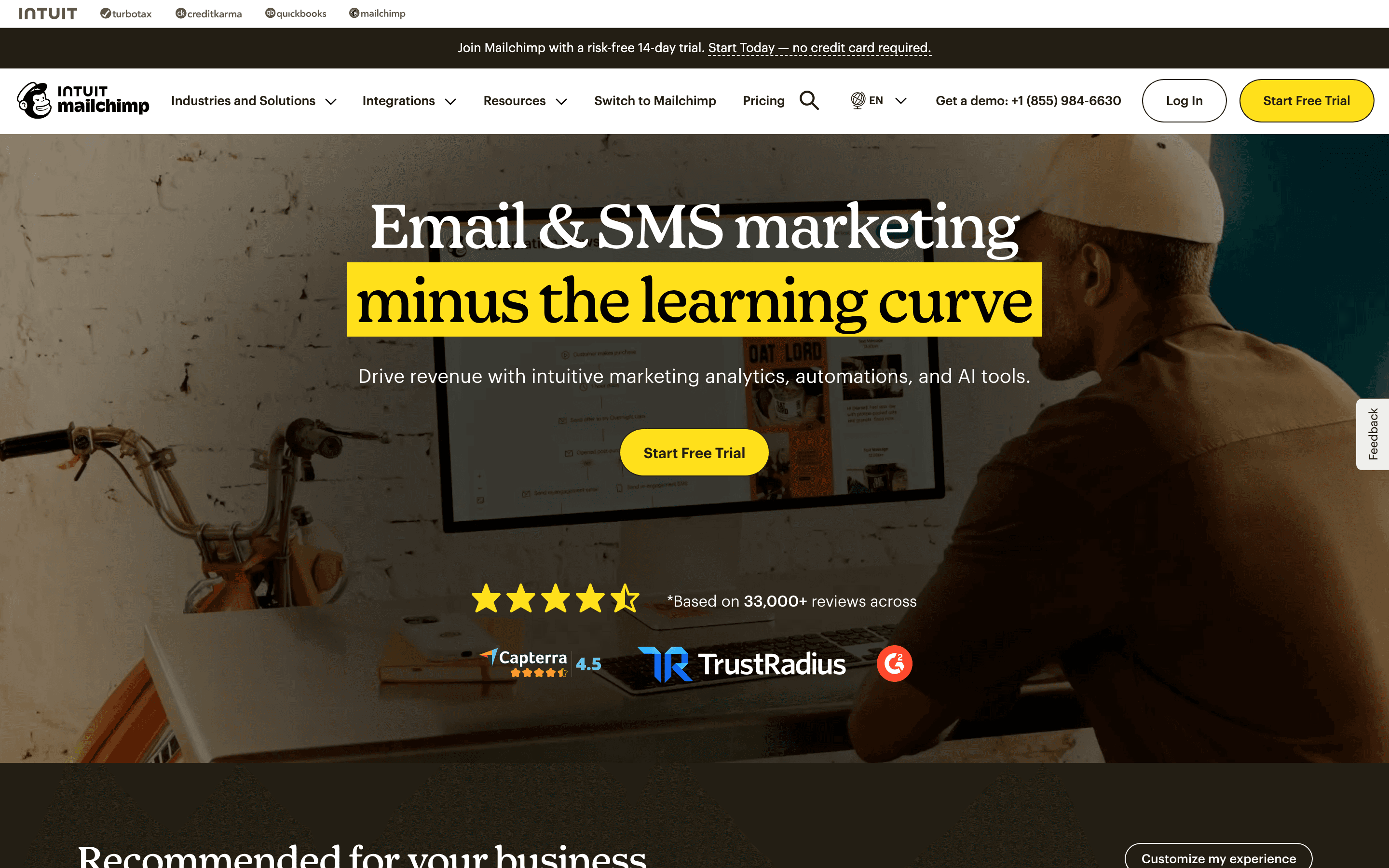 Mailchimp homepage