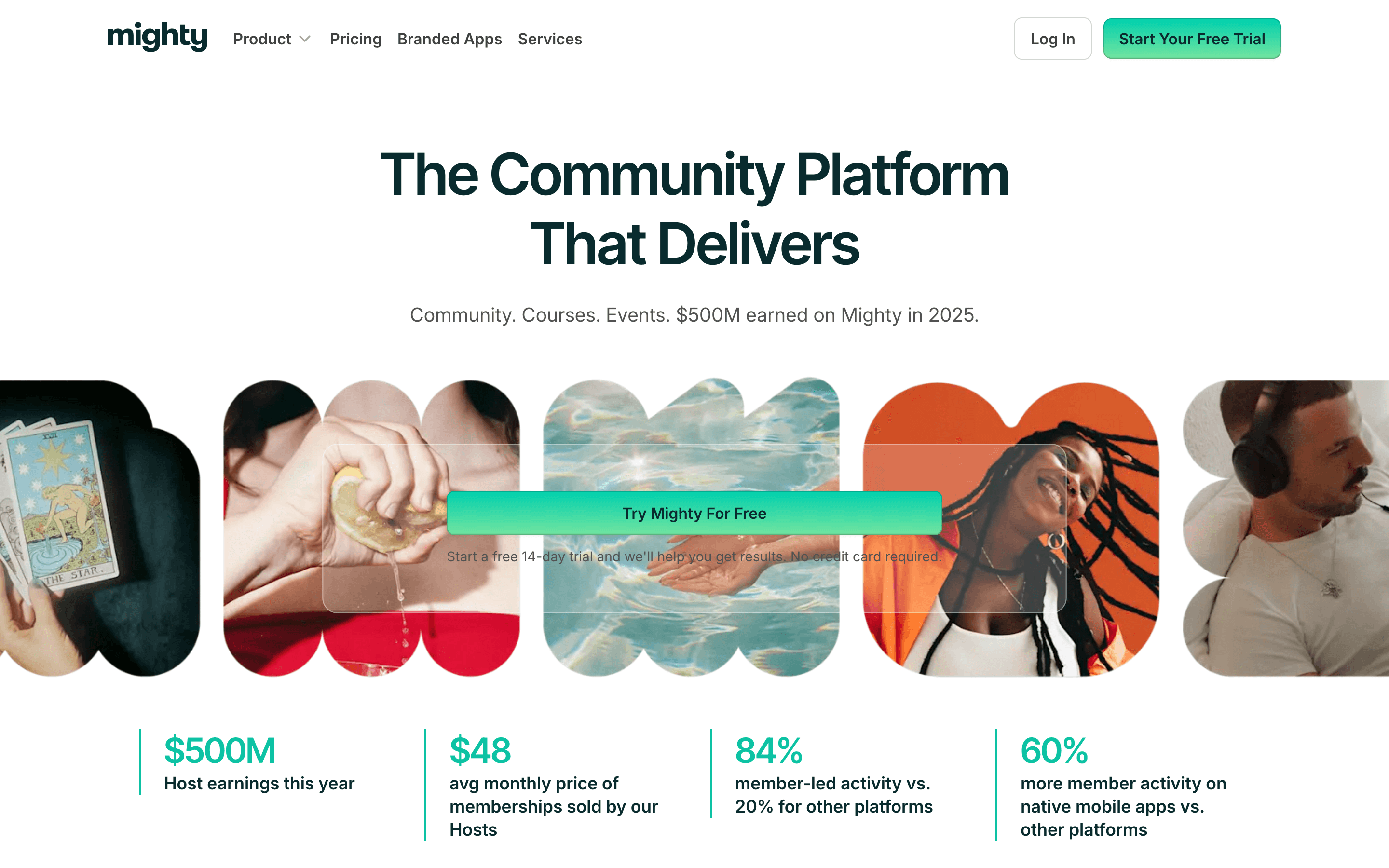 Mighty Networks homepage