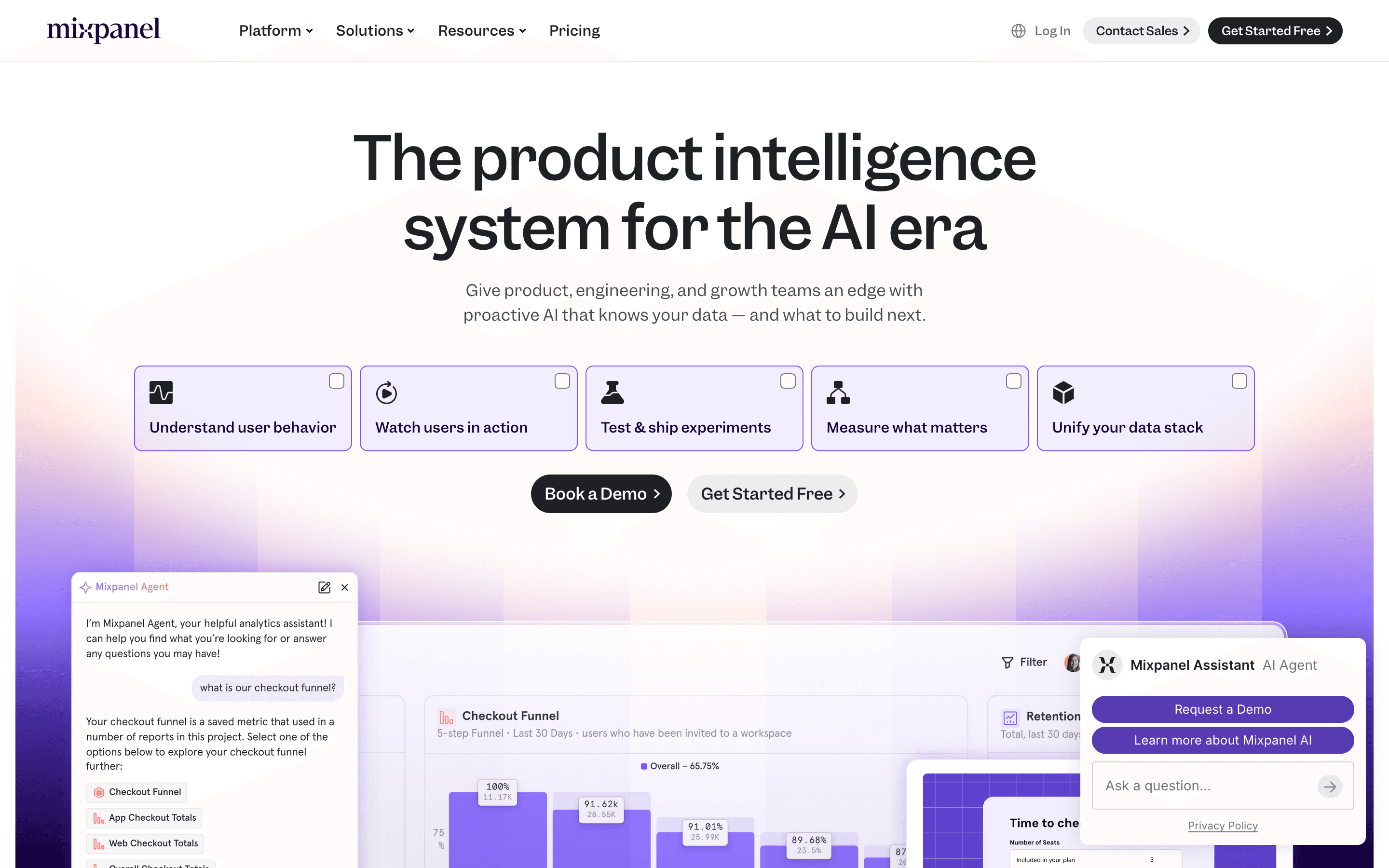 Mixpanel homepage