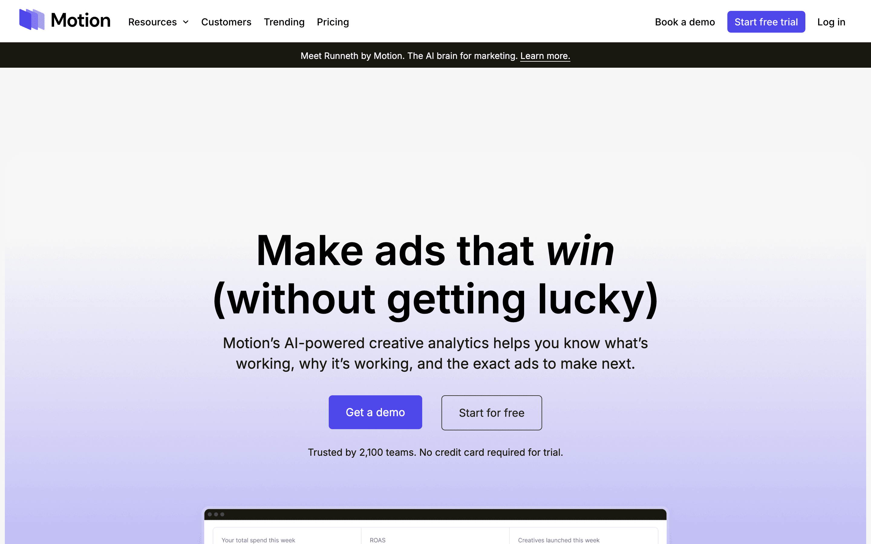 Motion App homepage