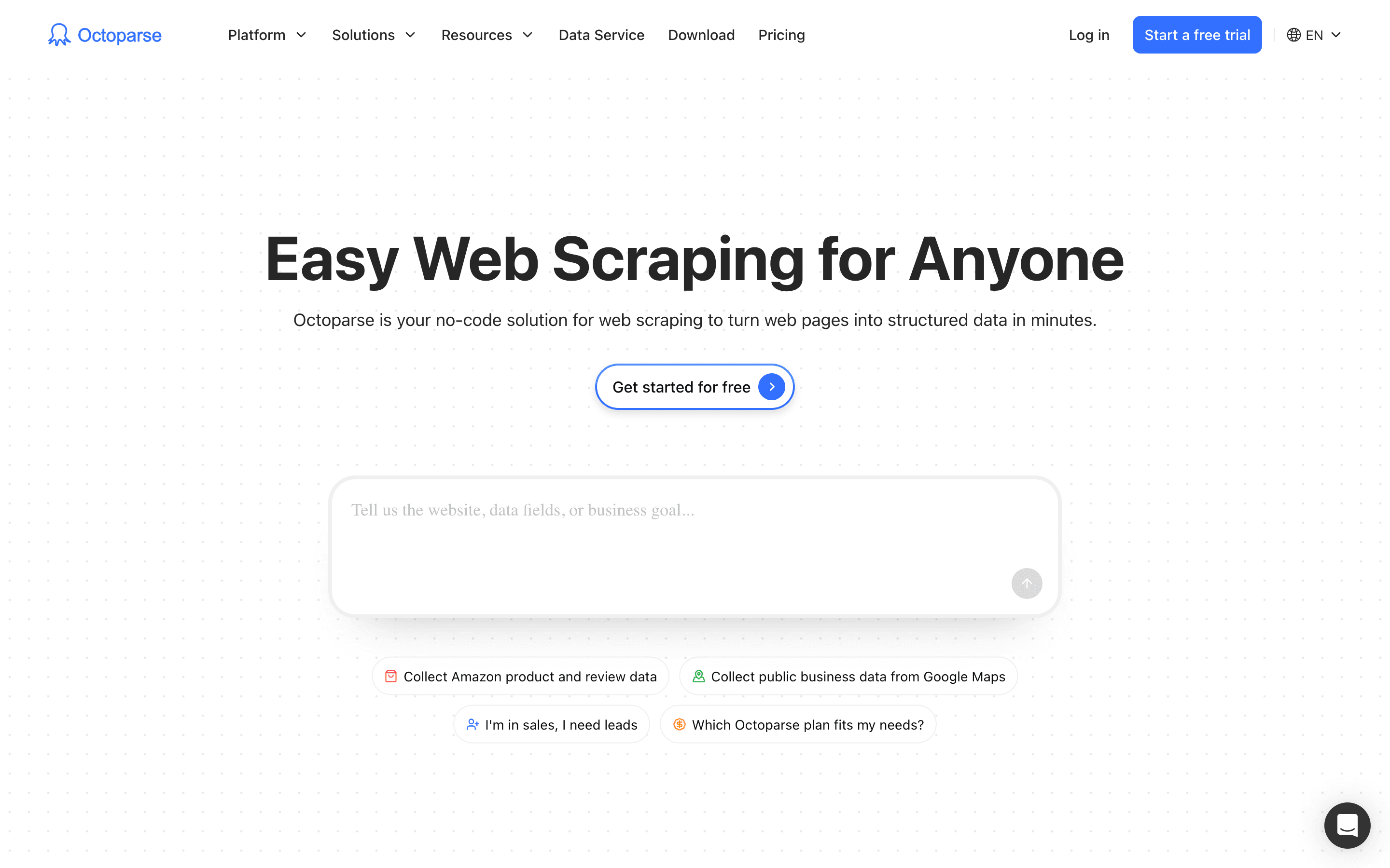Octoparse homepage