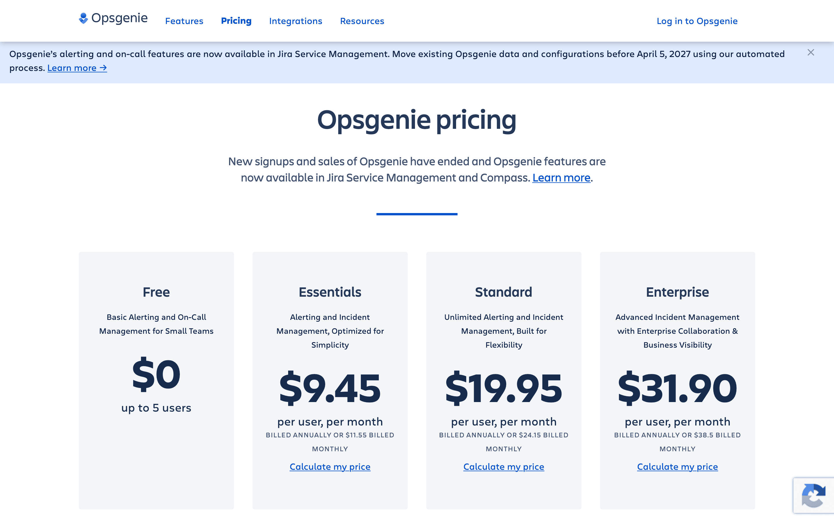 Opsgenie pricing