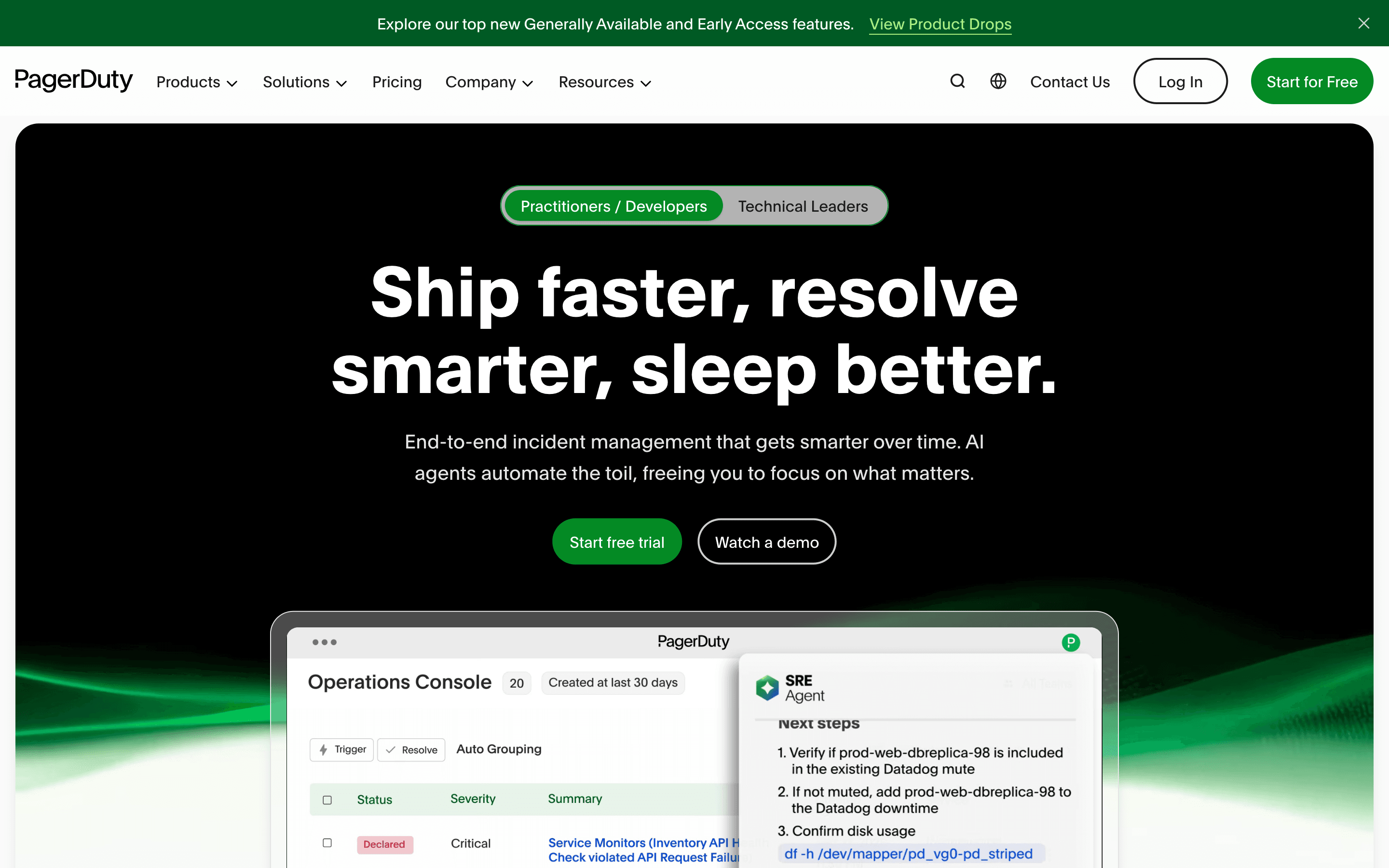 PagerDuty homepage