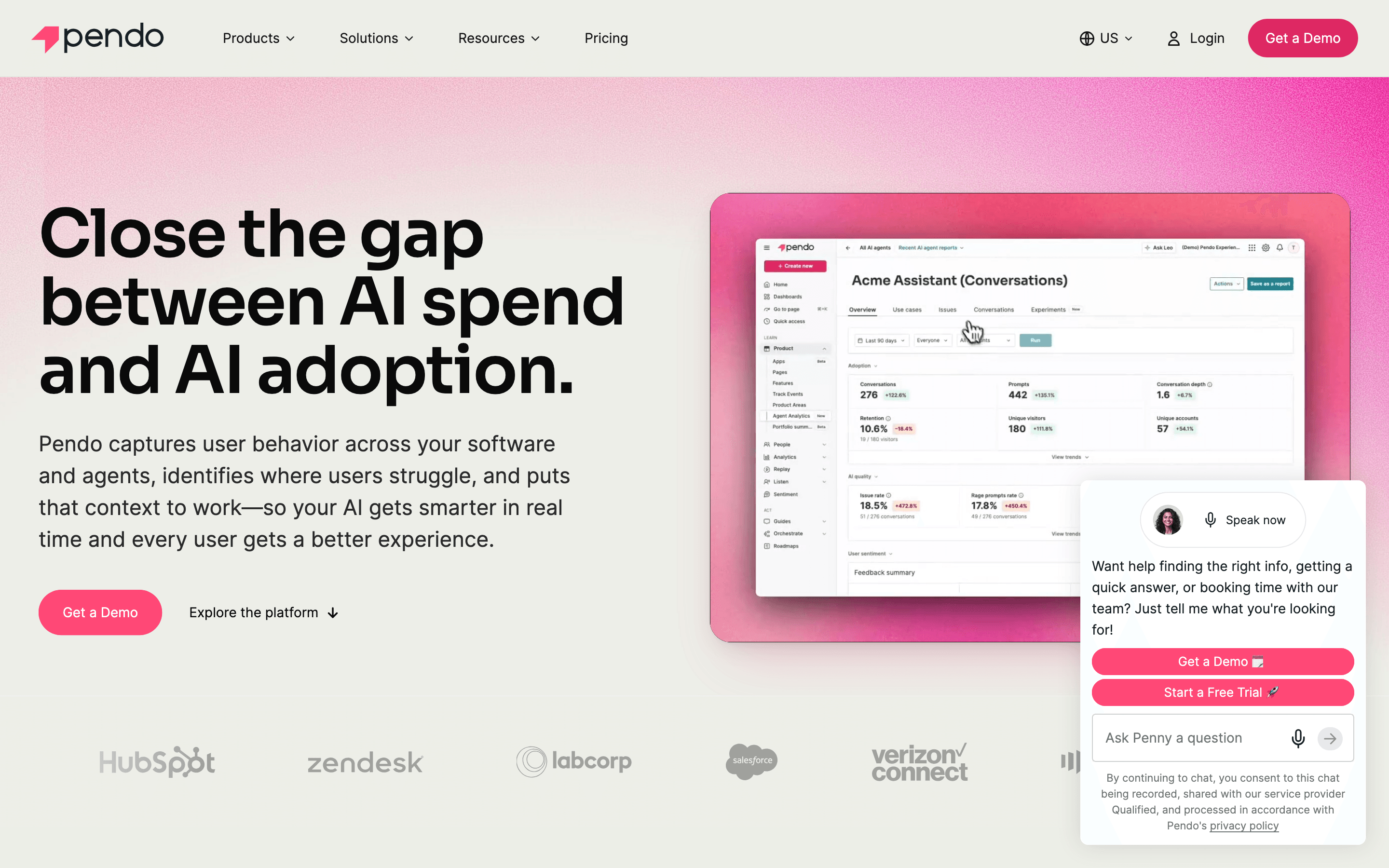Pendo homepage