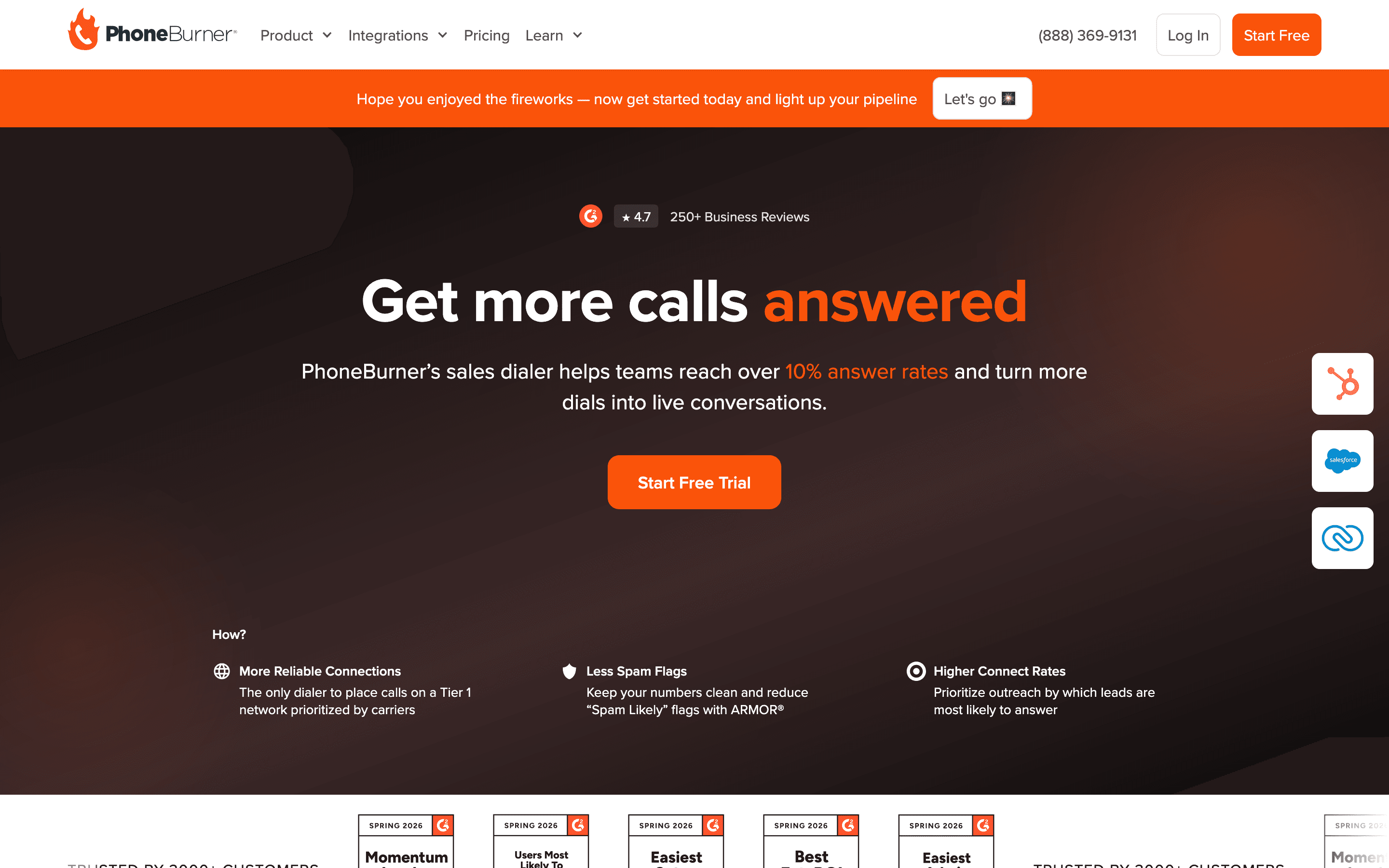PhoneBurner homepage