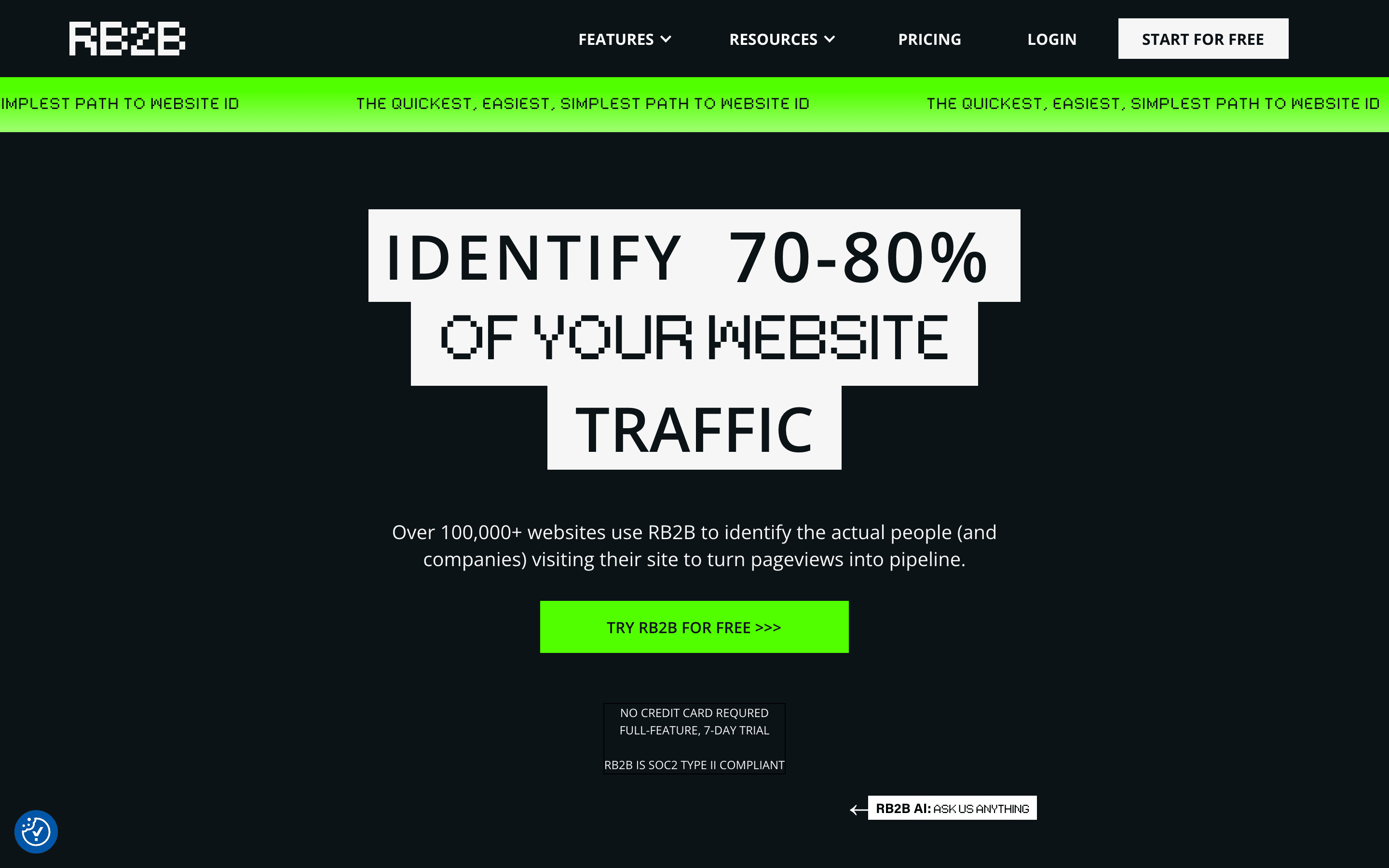 RB2B homepage