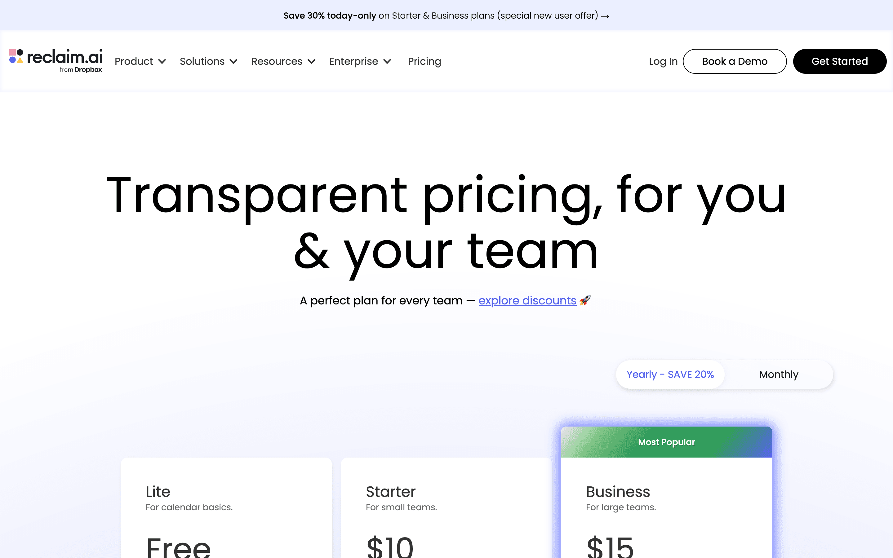 Reclaim pricing